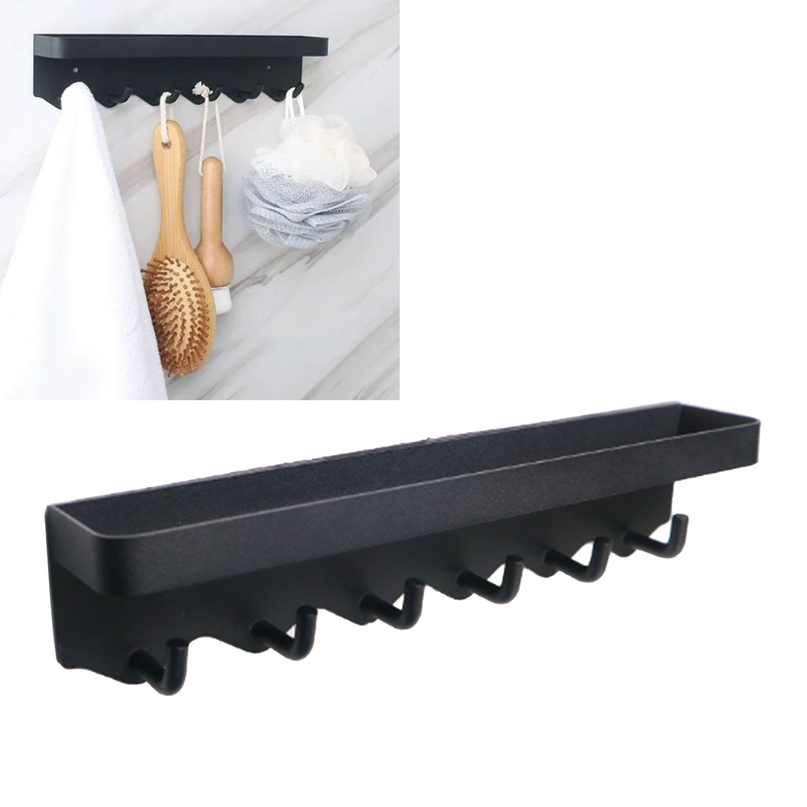 Schwarzer C-förmiger Aufbewahrungshaken Für Schlüssel, Briefumschläge, Wohnzimmer, Küche, Hinter Türen, Garderobe, Schlüsselhalter, Magnetisch, Selbstklebend Mit Haken Für Tablett, Wandmontierter Schl