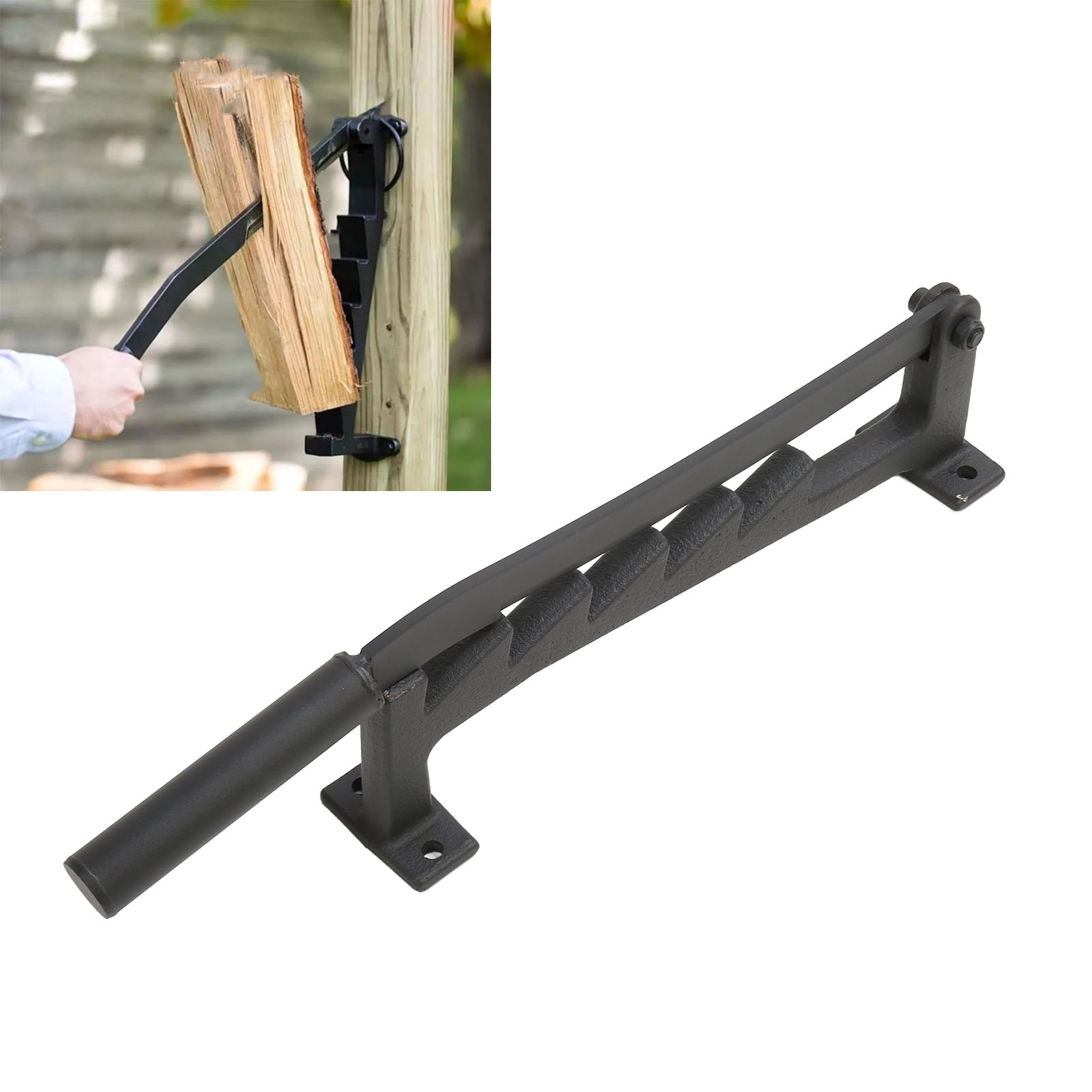 Holzspalter Aus Kohlenstoffstahl Mit Handschuhen Und Holzsack, Wandmontierter Holzspalter, Holzspalter Für Den Außenbereich, Holzspalter.