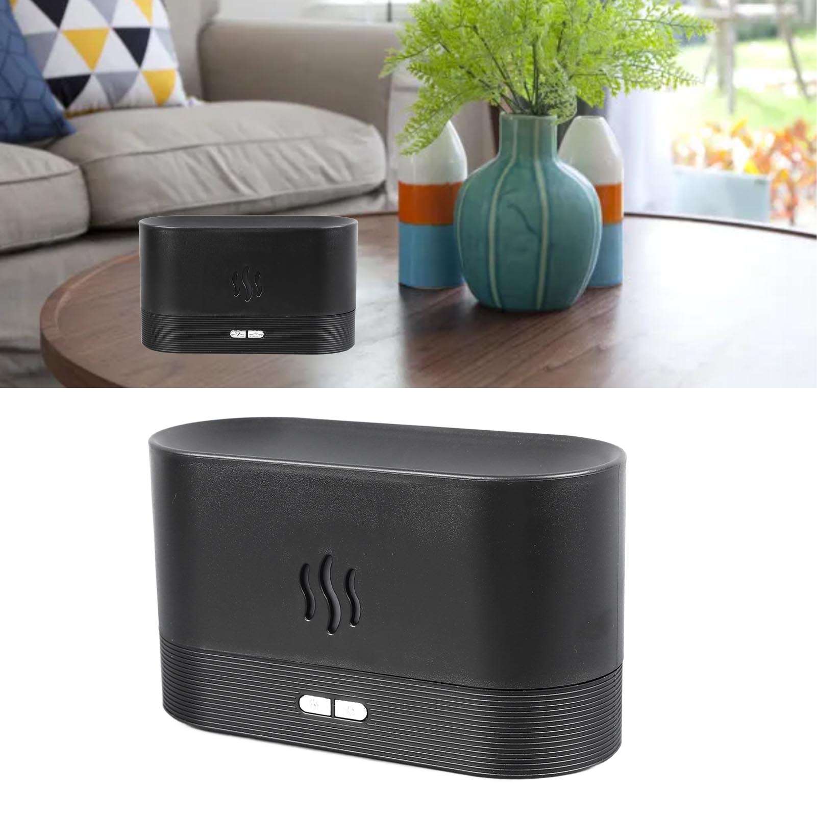 Farbiger Tisch-aroma-diffusor Mit Simulierter Flamme, Usb-luftbefeuchter Mit Trockenlaufschutz, Schwarz