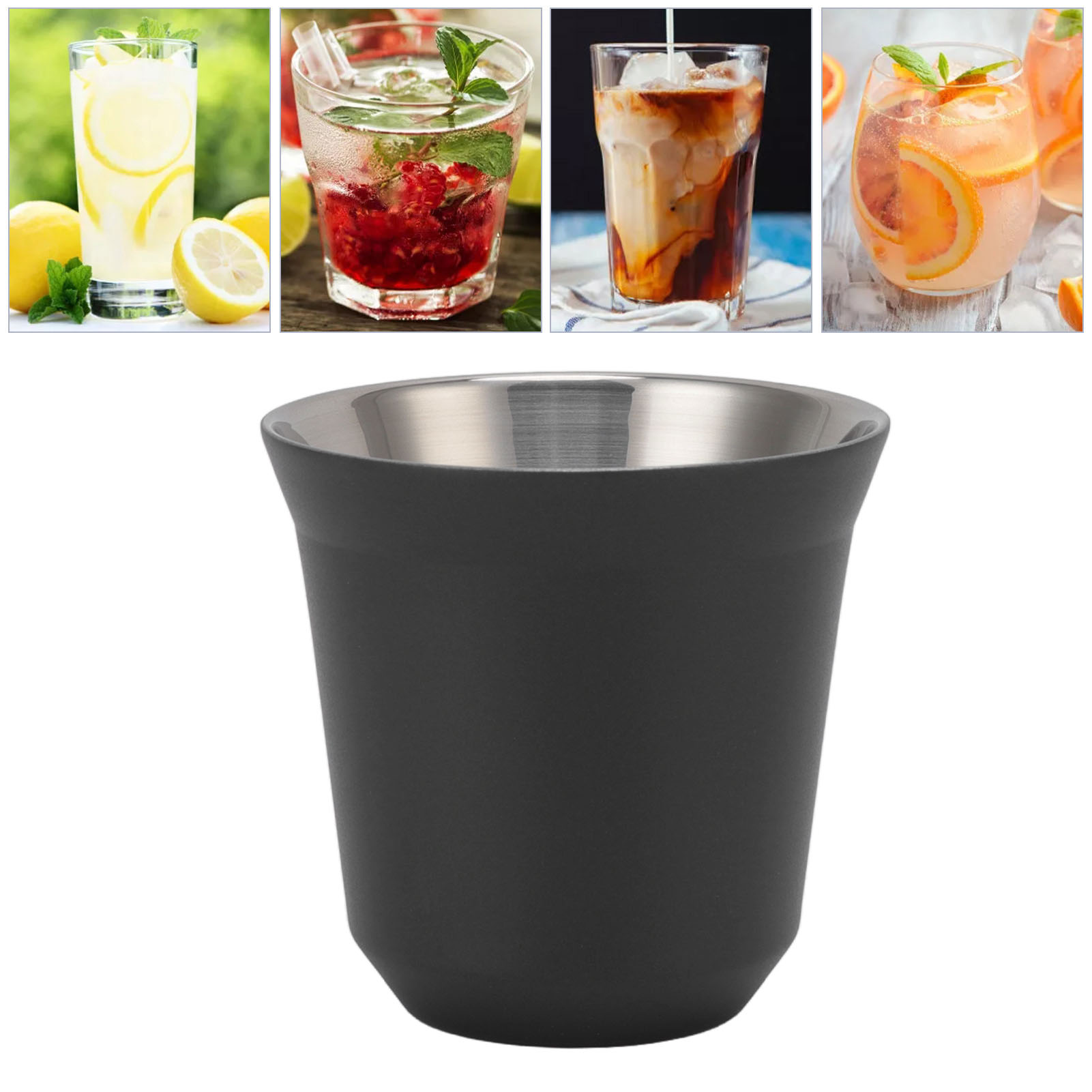Doppelwandiger Espressobecher Aus Edelstahl 304, Doppelwandiger Isolierbecher Für Outdoor-kaffeekapseln, Schwarz, 80 Ml