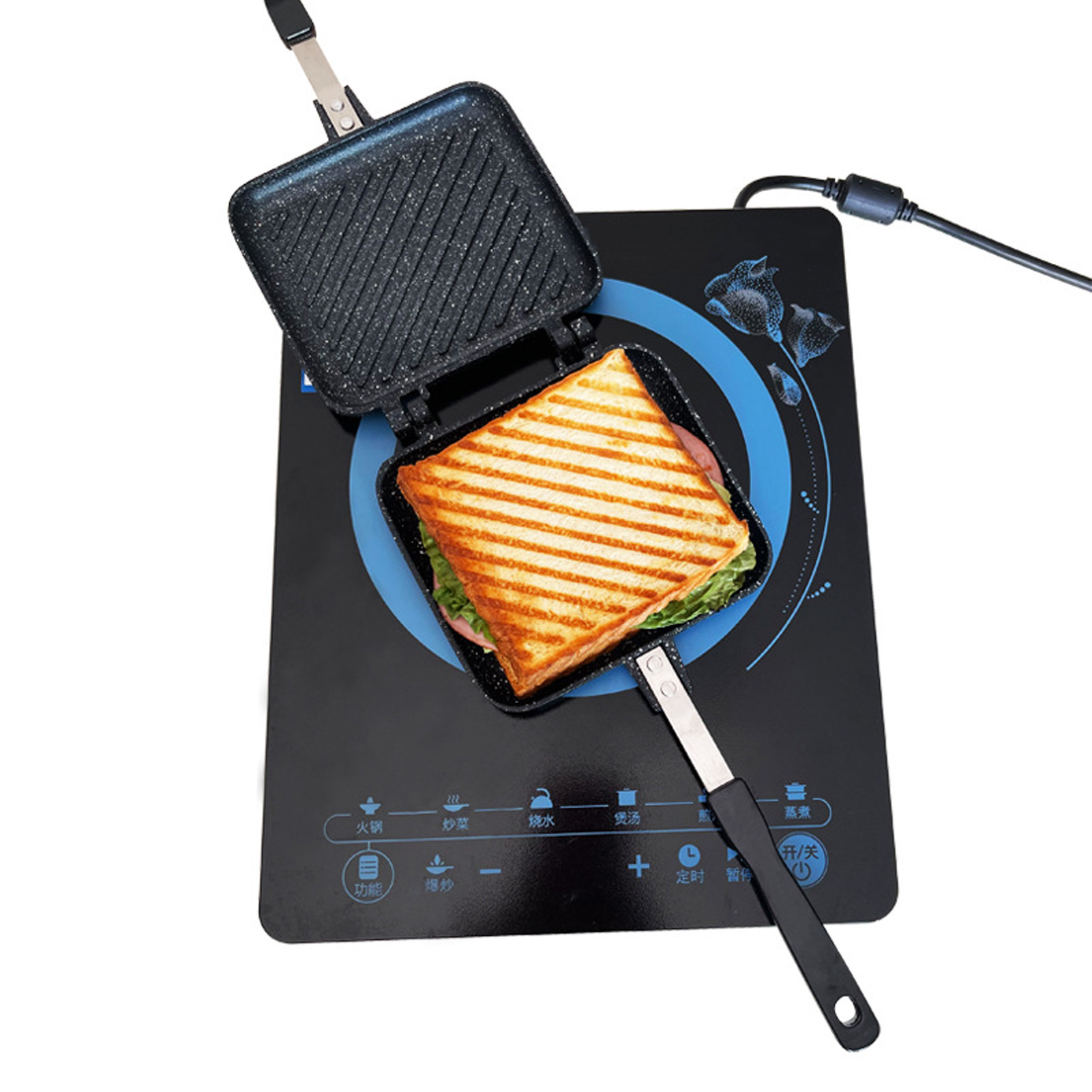 Doppelseitiger Antihaft-sandwichmaker, Sandwichmaker, Backblech, Frühstücksform, Brotbackautomat