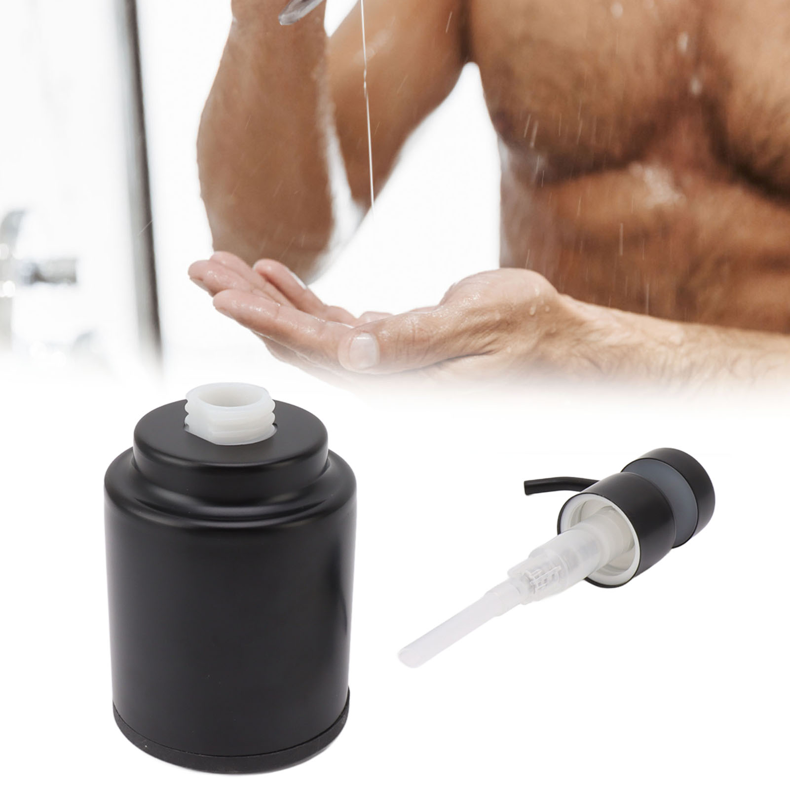 Handseifenflasche Aus Edelstahl, Seifenspender, Schwarze Duschgel-/shampoo-flasche, Luxus-pumpspender, Runde Schwarze Flasche.