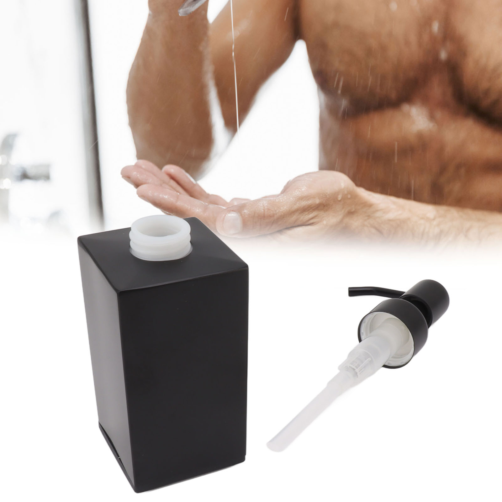 Handseifenflasche Aus Edelstahl, Seifenspender, Schwarze Duschgel-/shampooflasche, Luxus-pumpspender, Schwarze Quadratische Flasche.