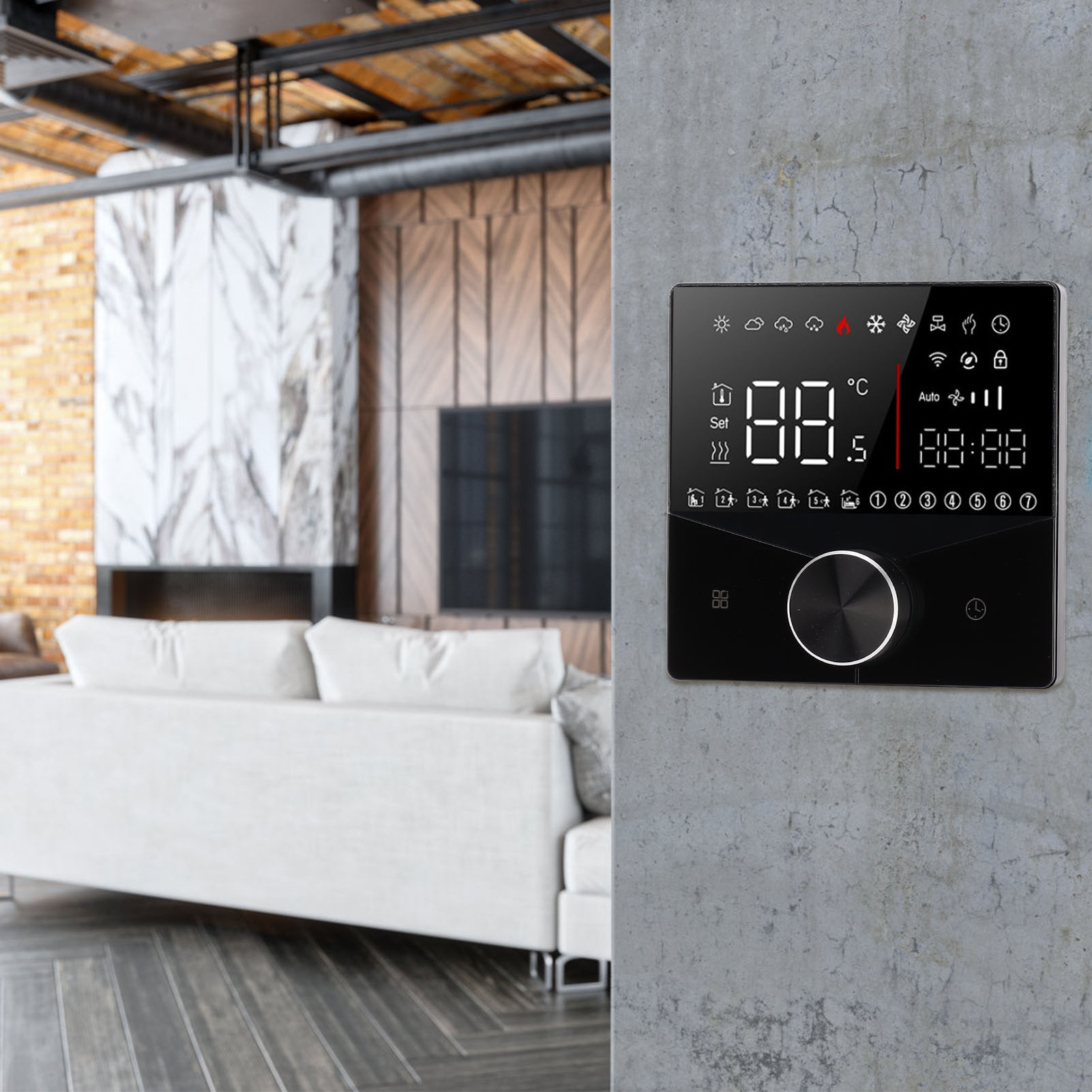 Heizkessel-reglerknopf, Heizungsthermostat, Lcd-farbdisplay-temperaturregler, 3a-digitalthermostat Für Sauna-fußbodenheizung (schwarz)