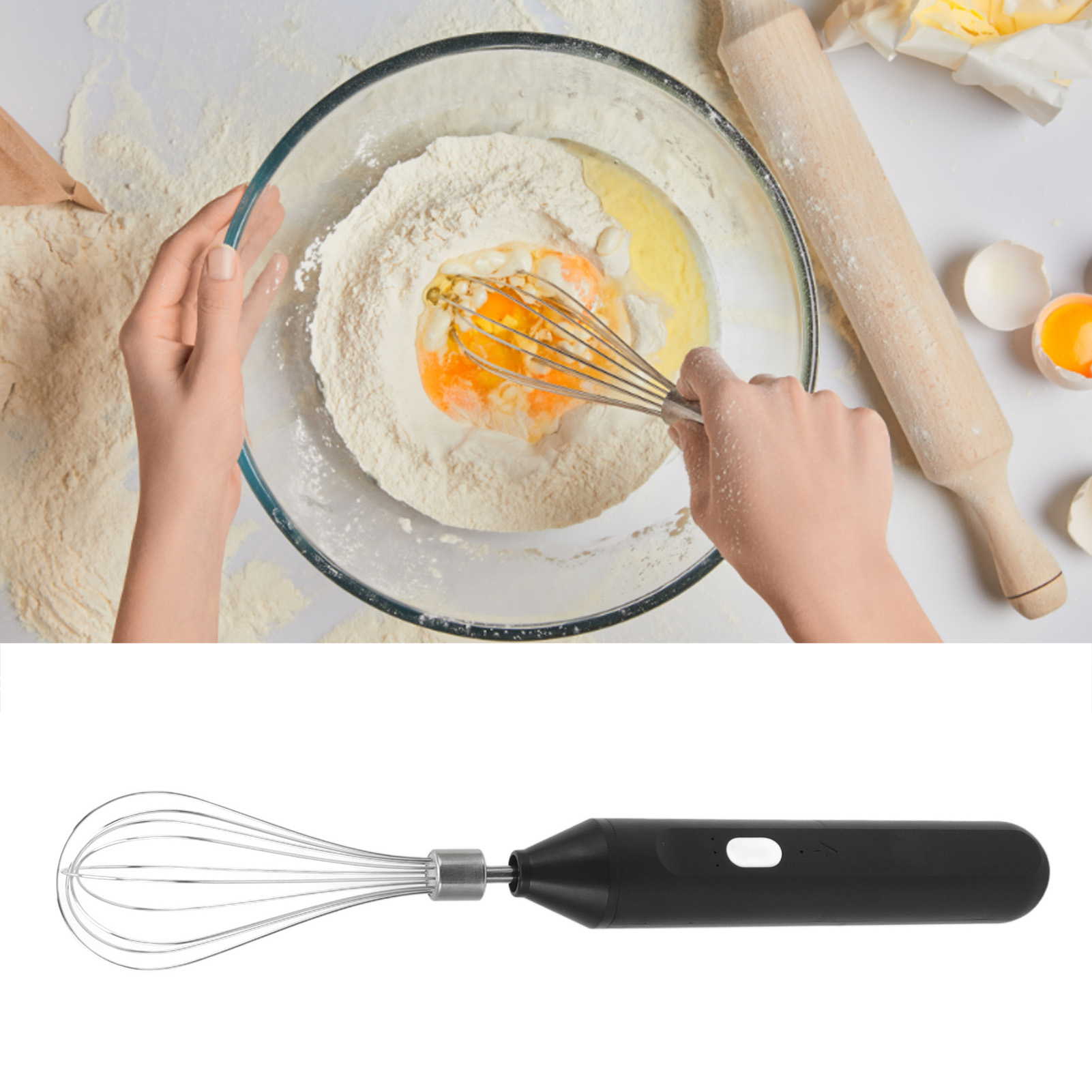 Großer Elektrischer Schneebesen, Kuchen- Und Sahnemixer, Tragbarer Milchaufschäumer, Kaffeeaufschäumer, Hochleistungs-küchengerät, Schwarz.