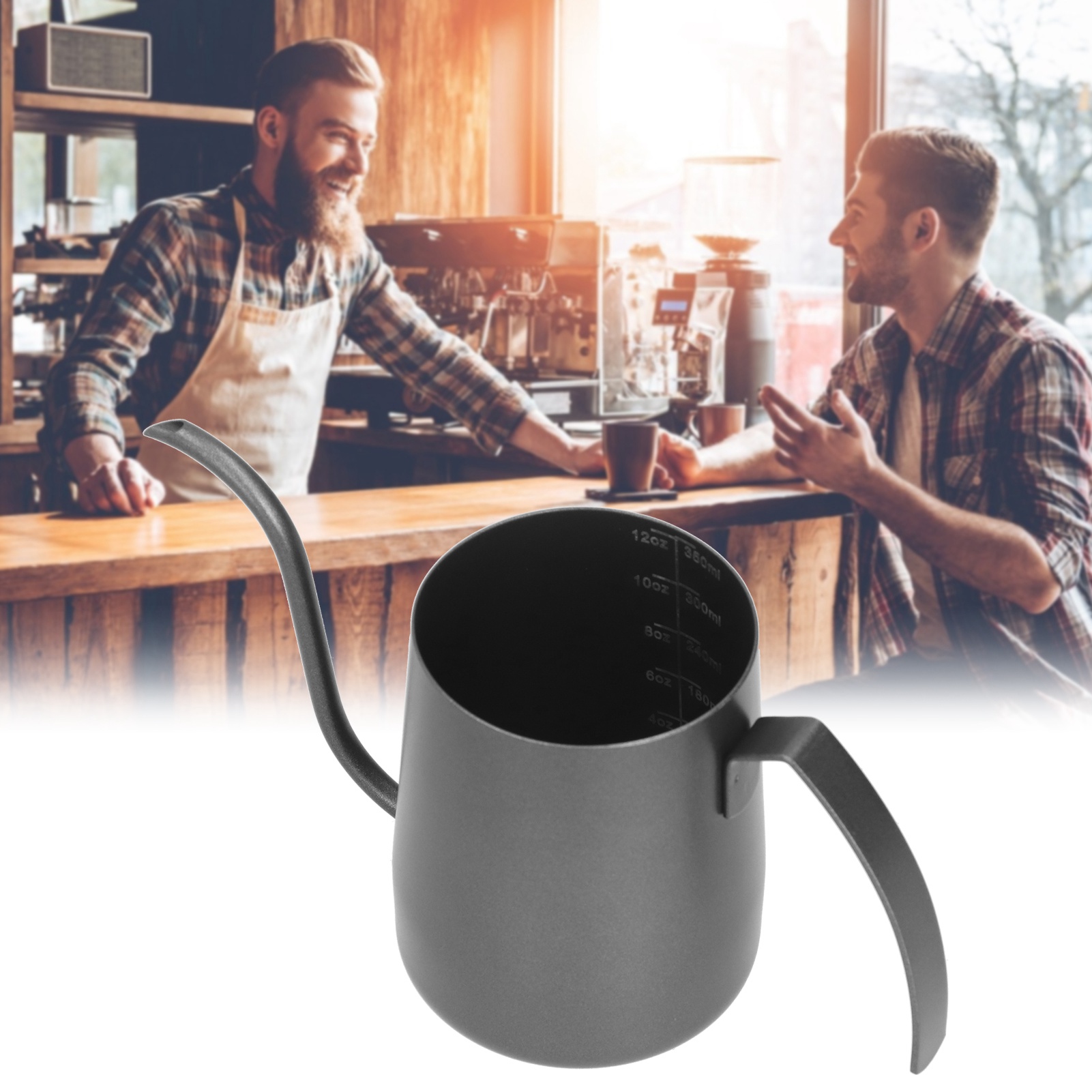 Filterkaffeemaschine Aus Edelstahl 304 Mit Teflonbeschichtung, Dickwandiger Filterkessel, 350 Ml, Schwarz