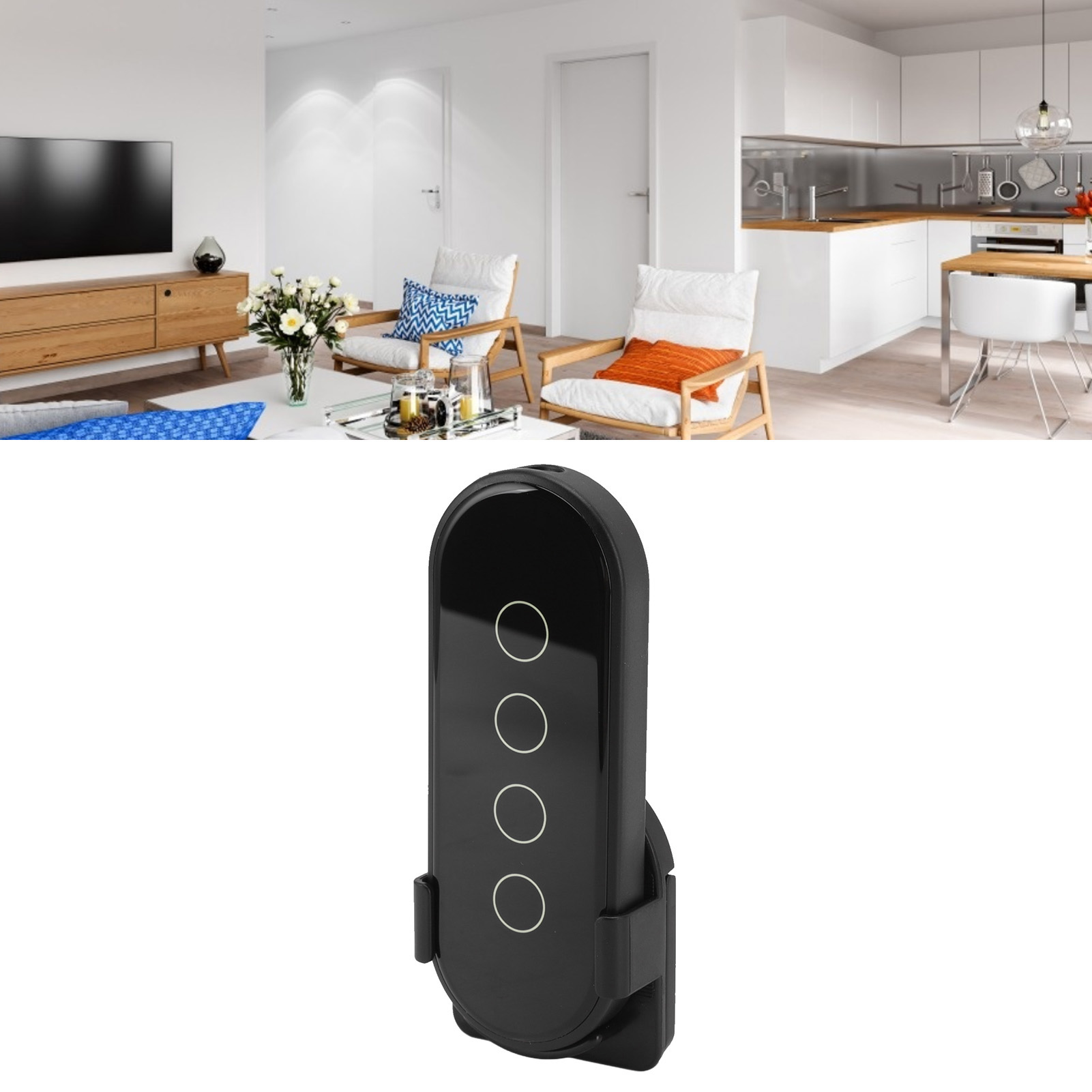 Tuya Scene Smart Kabellose Touch-fernbedienung, Wi-fi- Und Zigbee-kompatibel, 4 Tasten, Gratis-aufkleber, Schwarz