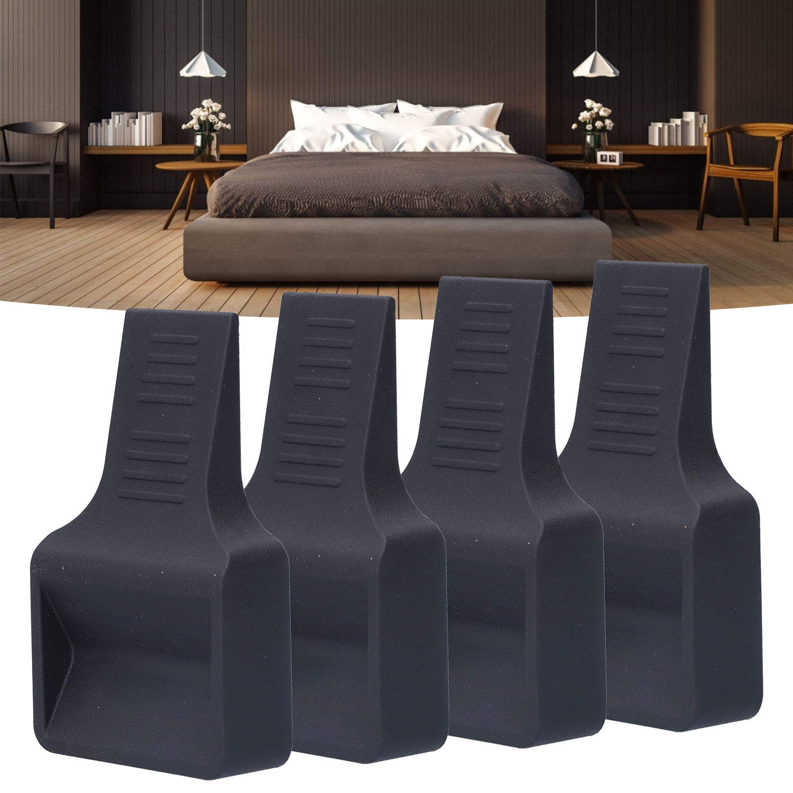 Schwarzer V-nut-kombinations-radstopper, Türstopper, Türstopper, Universelle Antirutschbefestigung Für Bett-, Stuhl-, Schrank- Und Geräterollen.