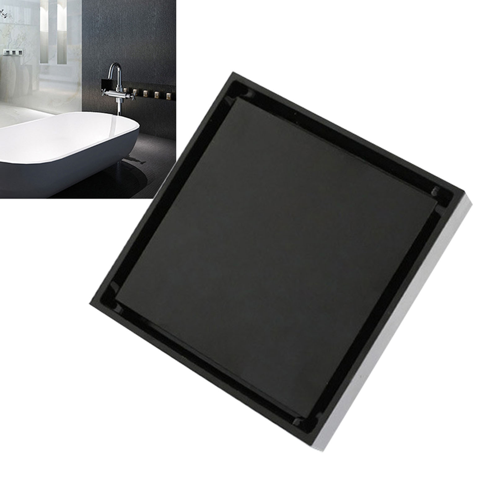 Unsichtbarer Und Geruchsdichter Bodenablauf Für Dusch-/badezimmer-duschbereich, Schwarz, 1,3 Mm, Fliesenkompatibel.