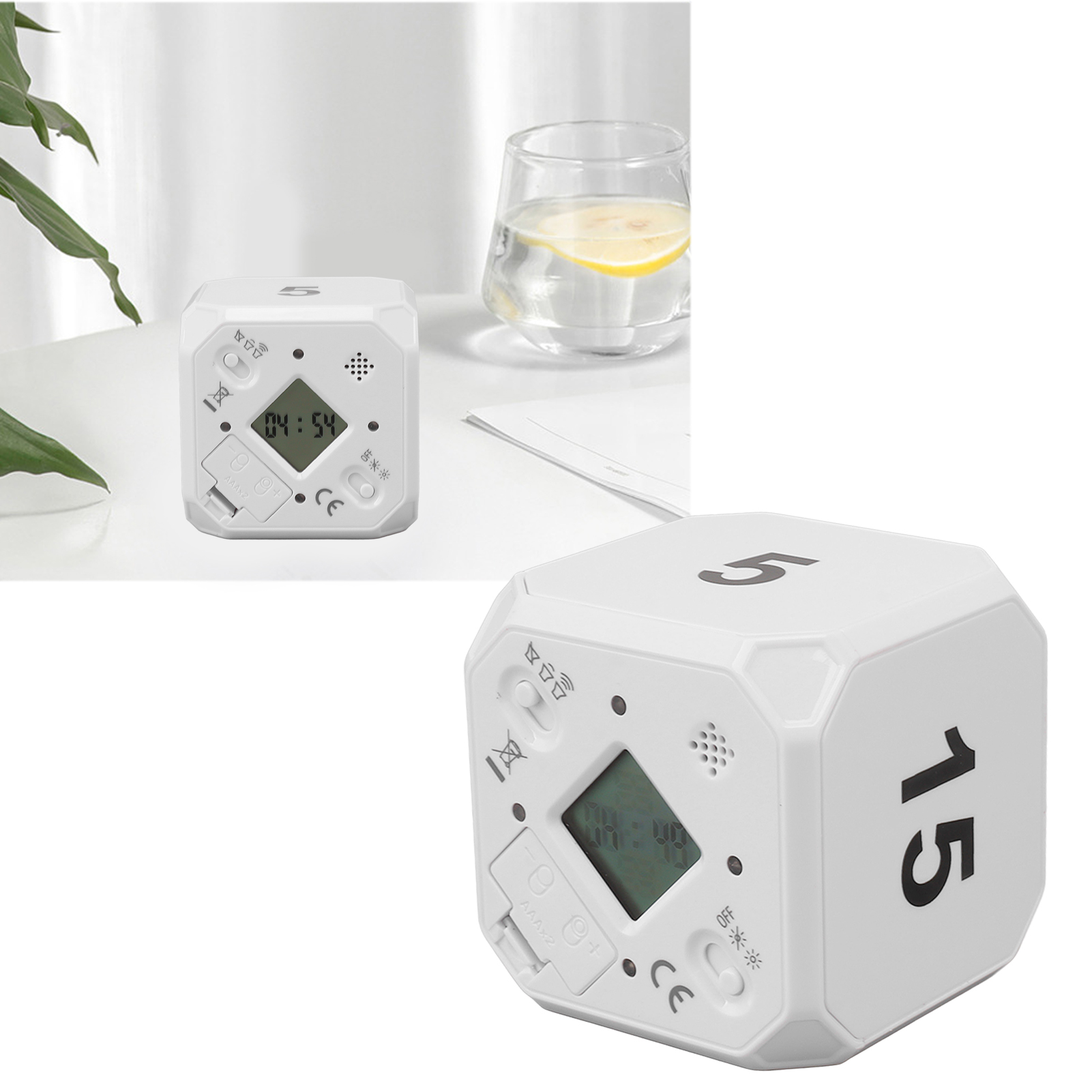 Rubik's Cube Timer Für Hausaufgaben, Zeitmanagement, Lernen Von Kindern Und Schülern, Elektronische Uhr, Geräuschloser Küchentimer, Weiß.