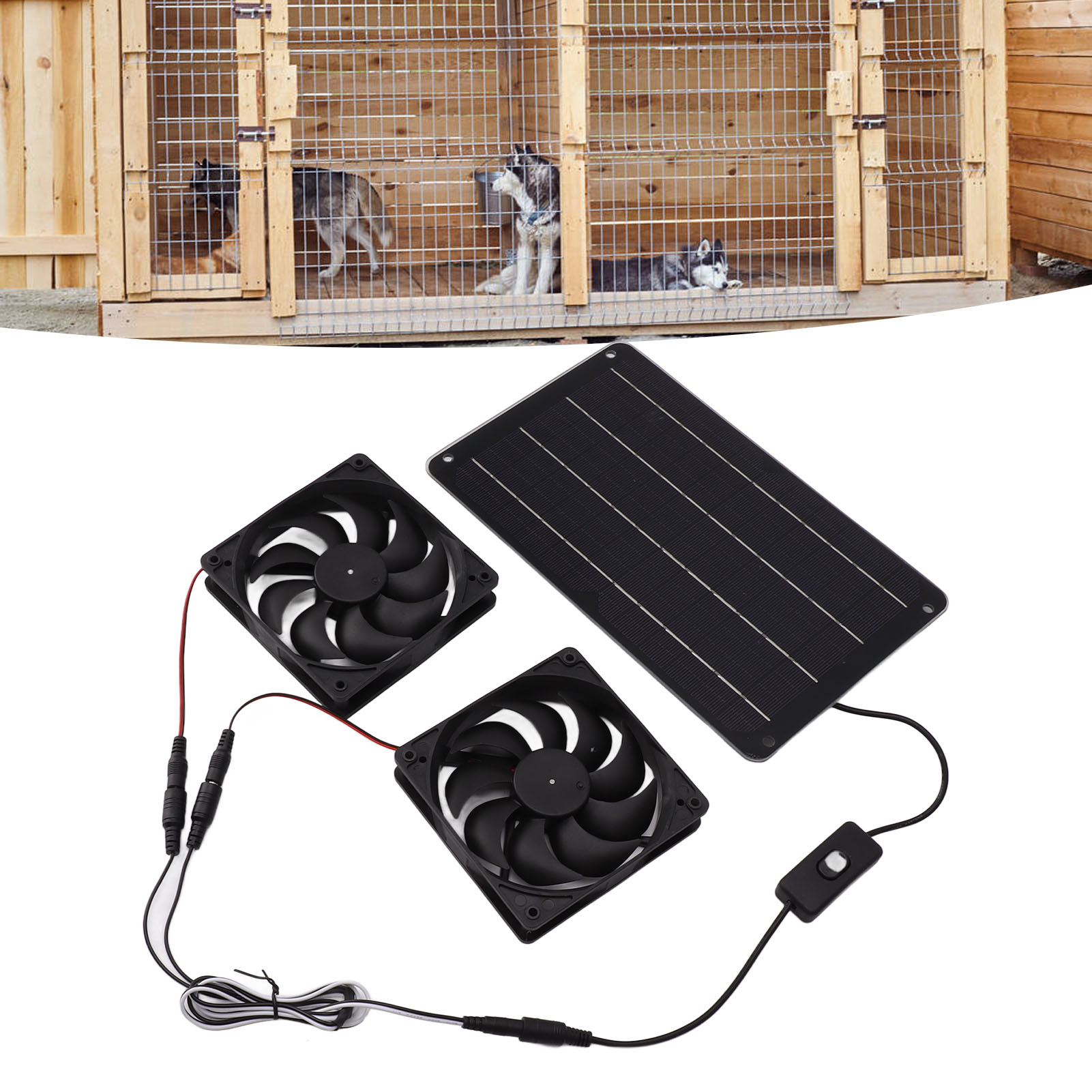 20-w-solarpanel Mit Schalter, Doppellüfterpanel, Tragbarer 12-v-abluftventilator Für Wohnmobile, Gewächshäuser, Haustiere Und Den Hausgebrauch.