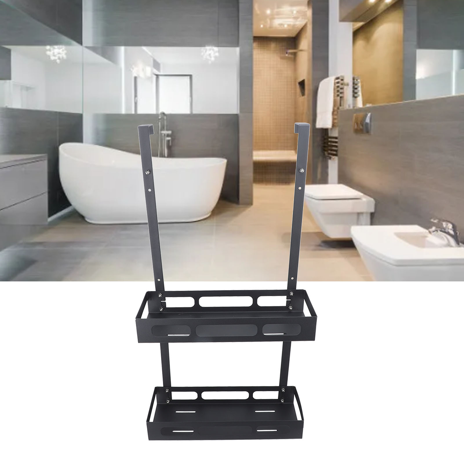 Duschablage, Badezimmerwandkorb, Toilettenartikelablage, Zweistöckiges Badezimmerregal (typ B)