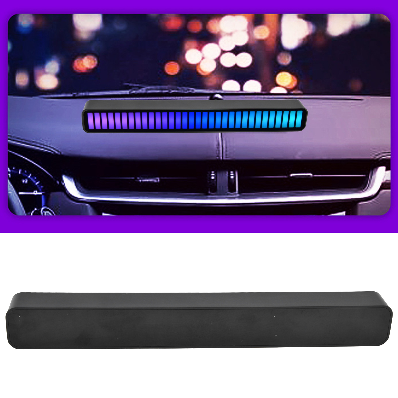 Farbenfrohe 32-led-ambientebeleuchtung Mit Musikfunktion Und Sprachsteuerung, Per Usb Aktivierbare Rhythmische Beleuchtung, 16 Millionen Farben, Bluetooth-auto-app, Schwarze Version
