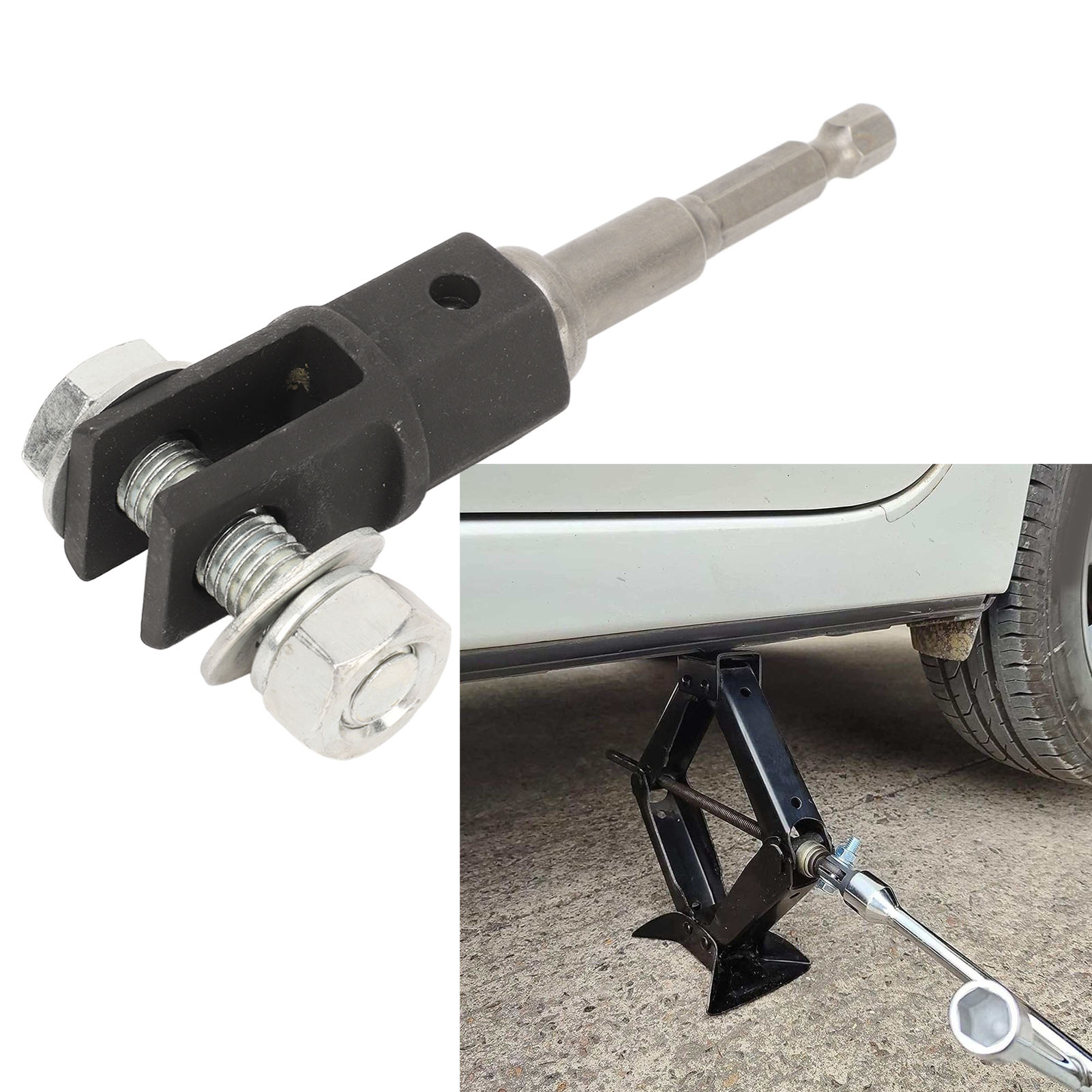 Scherenwagenheber Mit 1/2-zoll-adapter Aus Chrom-vanadium-stahl, Kugellagerverlängerung Und Schlagschrauber