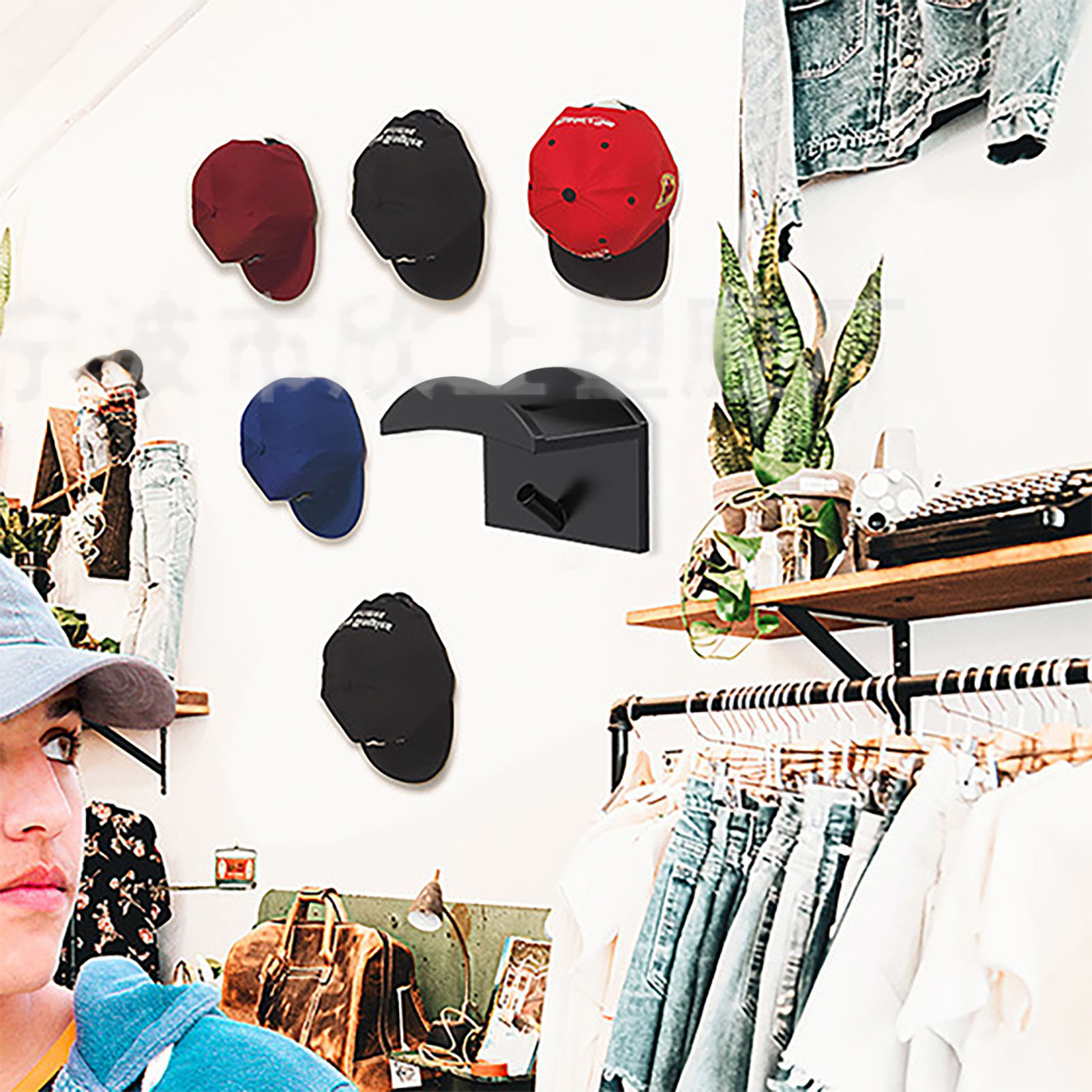 Set Mit 10 Schwarzen Huthaken, Huthaltern, Trendiger Artikel, Moderner Minimalistischer Stil, Transparent Und Langlebiger Wandkleber.