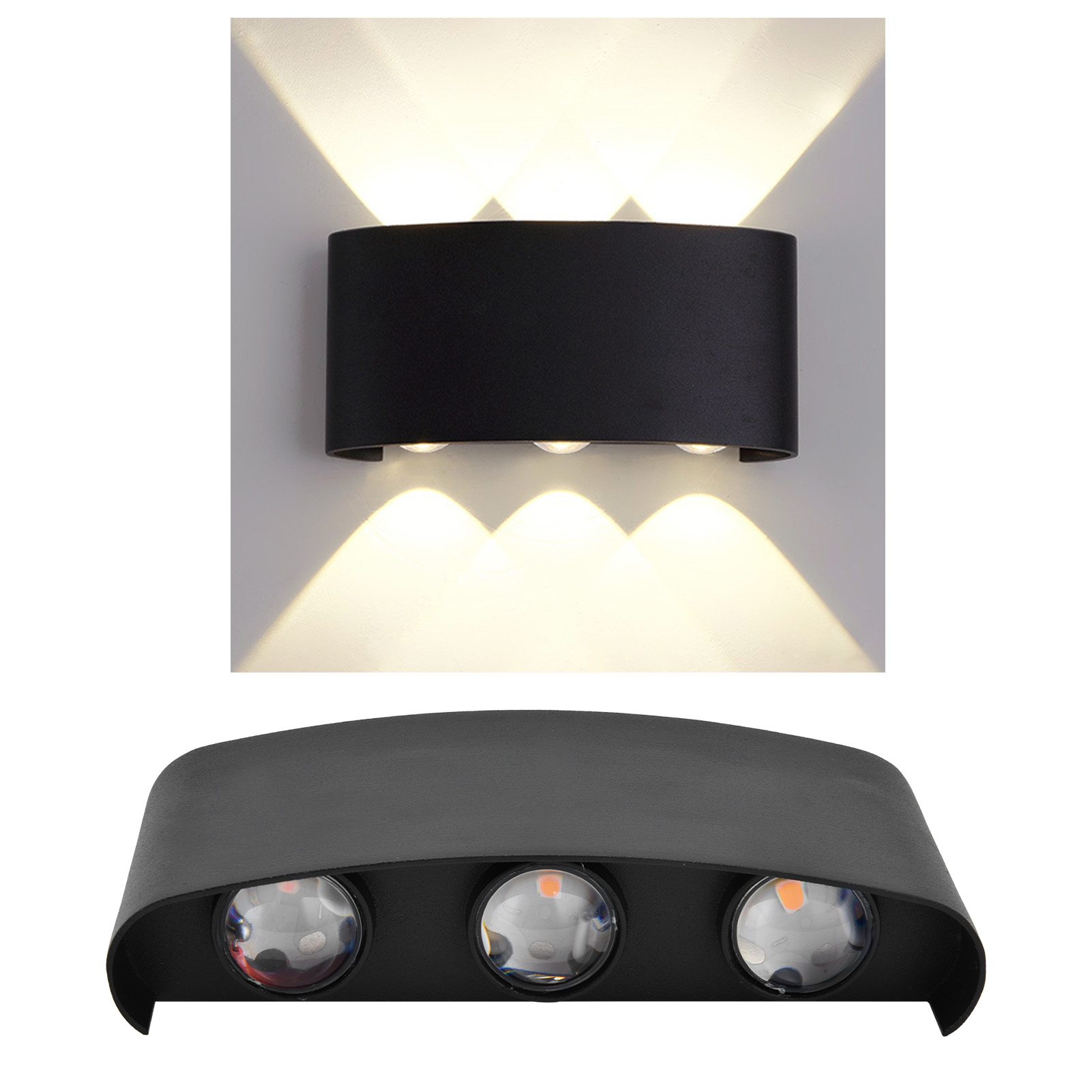 6w Led-wandleuchte Für Den Innen- Und Außenbereich, Beleuchtung Von Oben Und Unten, Warmweißes Licht, Wasserdicht, Dekorative Wandleuchte.