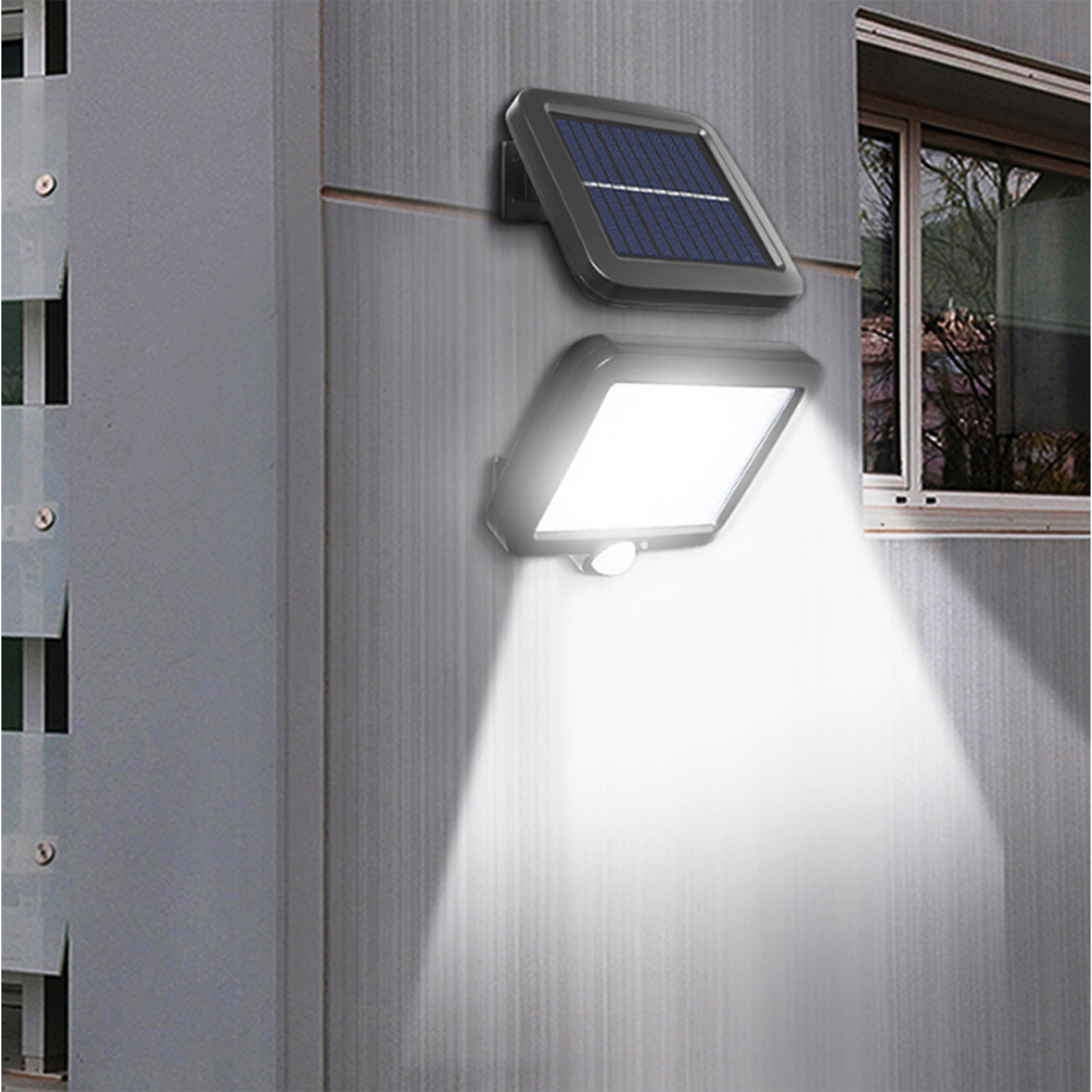 Solarlampe Mit 56 Leds, 3 Modi, Mit Anwesenheitserkennung, Für Den Außenbereich, Hof, Wiederaufladbar, Zur Wandmontage, Garagen- Oder Straßenbeleuchtung.