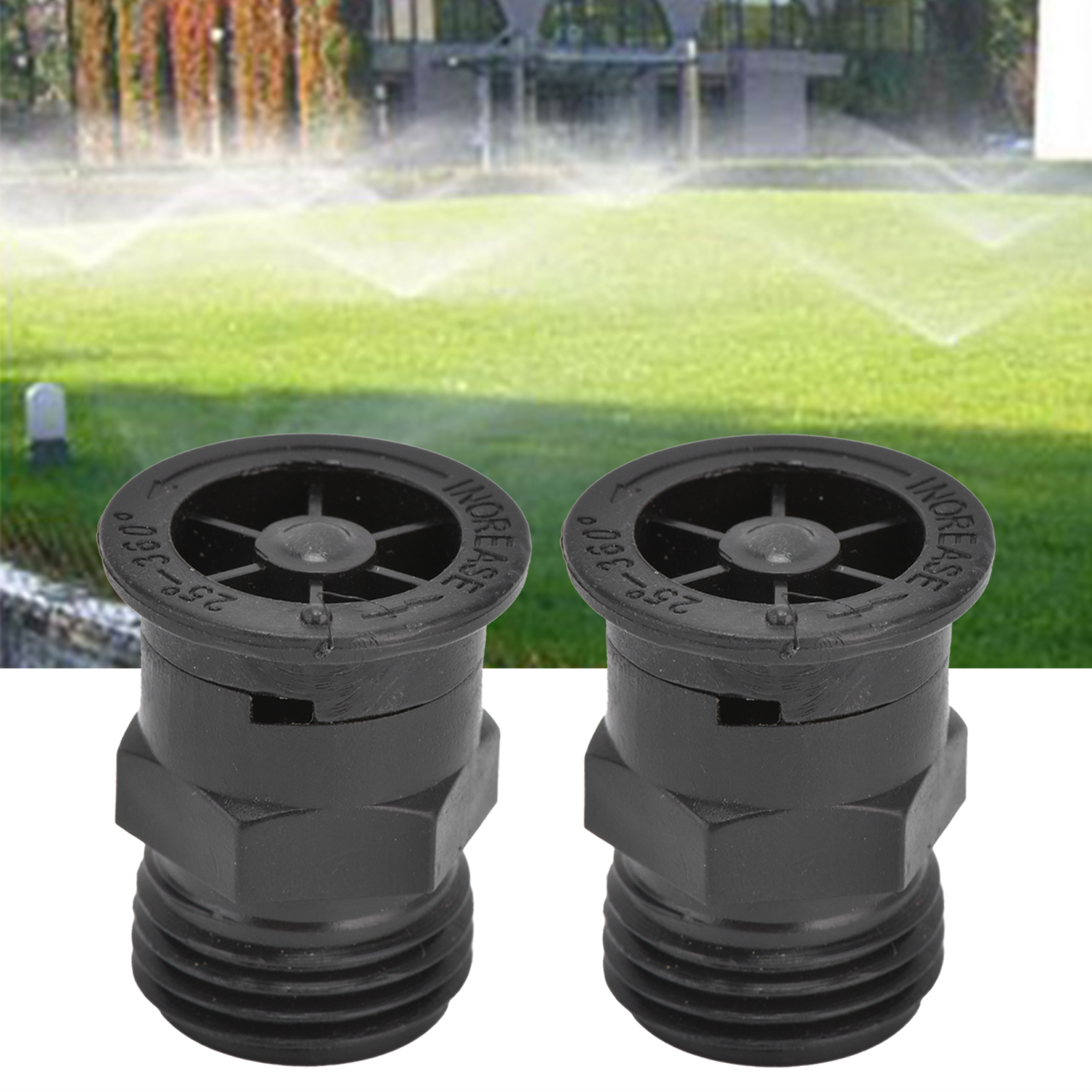 Set Mit 2 Einschraubbaren 4-punkt-sprinklerköpfen Für Gärten Und Rasenflächen, Kunststoff-erdsprinklerköpfe, Landschaftsbauzubehör