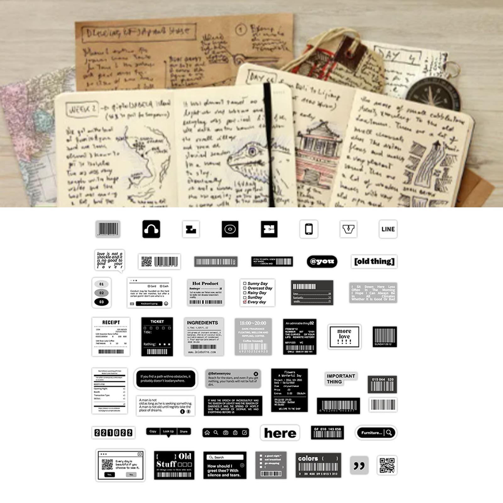 Infeelme Label Research Institute Series Ins Journal Diy Supplies Decorative Stickers 100 Labels And Receipts