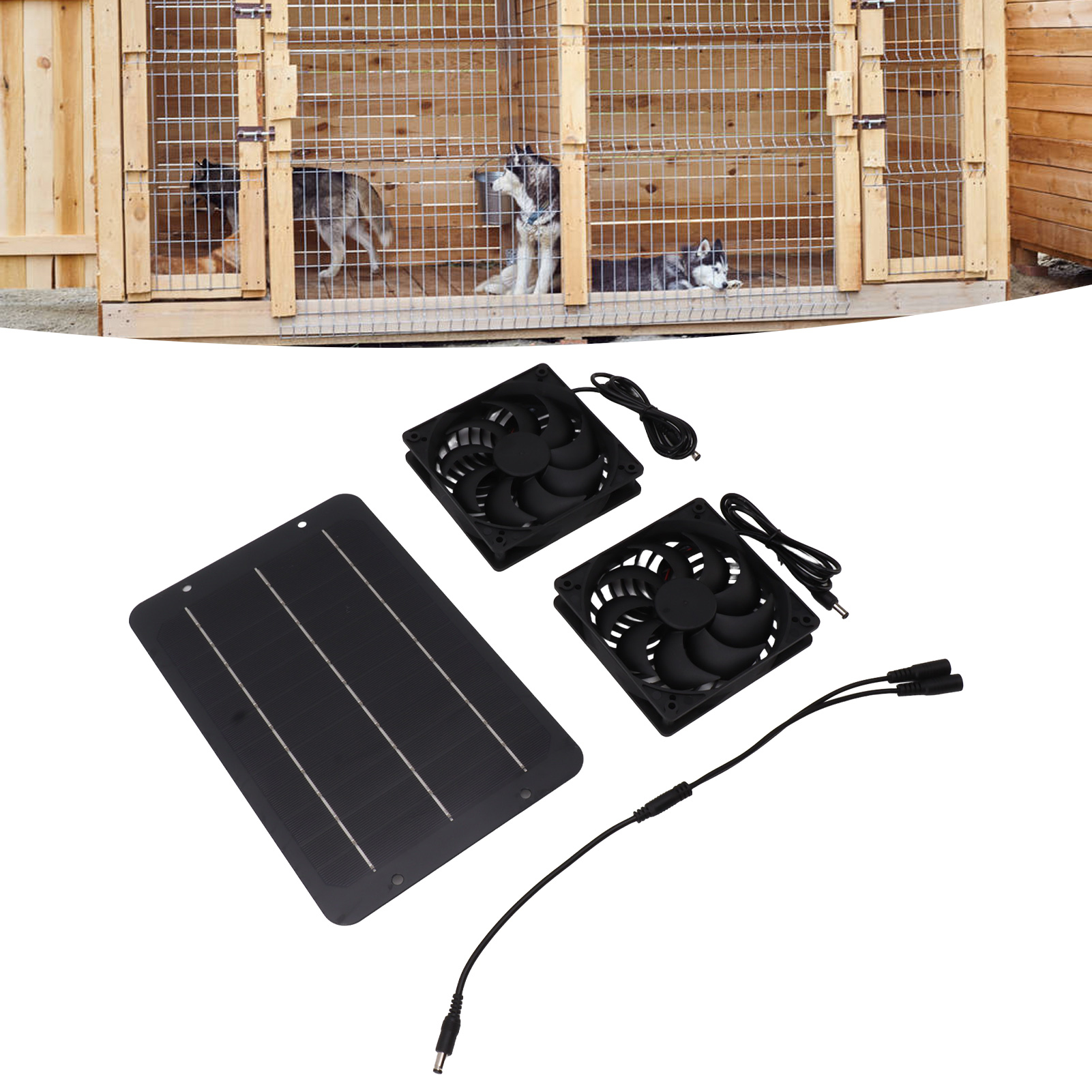 10-w-doppelreihen-solarventilator Für Hundehütten, Zwinger, Hühnerställe, Tragbarer Ventilator Mit Schutznetz, Kleines Gewächshaus