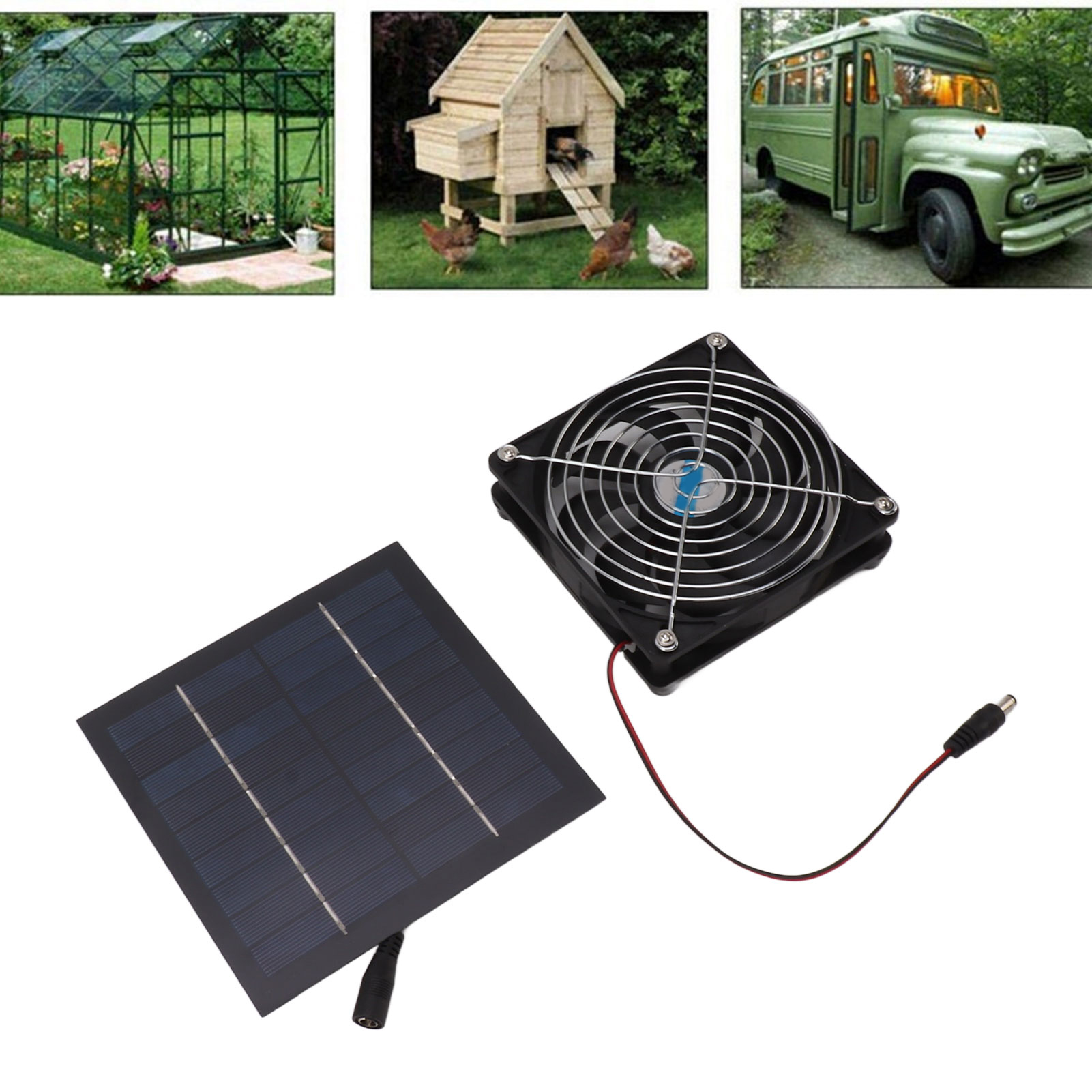 20w Solarbetriebener Abluftventilator, 12cm, Mit Schützender Fußmatte, Tragbarer Abluftventilator Für Wohnmobile, Gewächshäuser Und Tierzwinger.