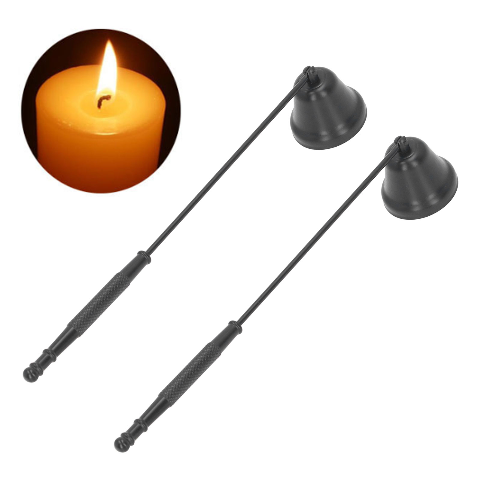 Glockenförmiger Kerzenlöscher, Kerzenhalter, Dochtabdeckung, Kerzenkappe, Kerzenglocke, Schwarz