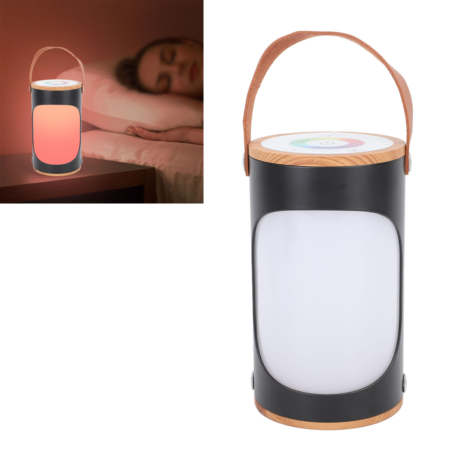 Multifunktionale Rgb-lampe Mit Sieben Farben, Timer Und Stufenlosem Dimmer, Tragbare Lampe, Berührungsempfindliches Nachtlicht – Schwarz