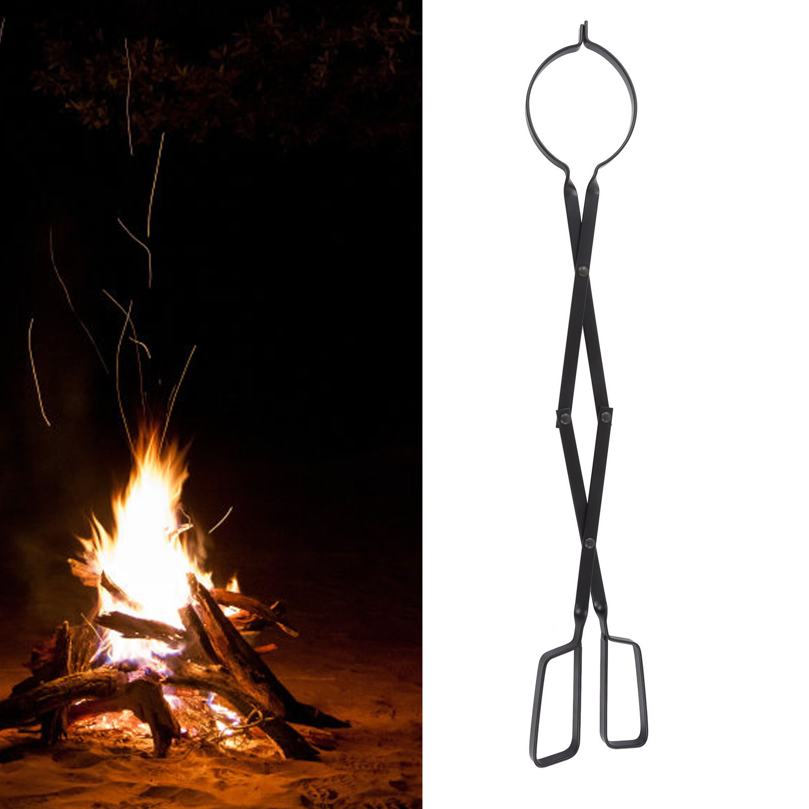 Feuerzange Für Grillabende Im Freien, Kaminzange, Faltbare Feuerfeste Zange