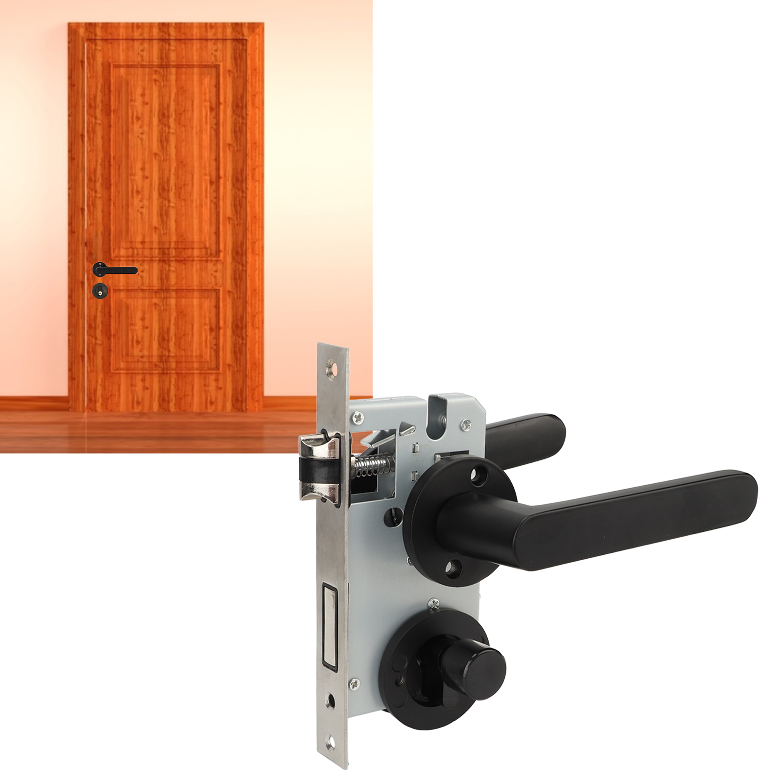 Mechanisches Schloss Für Hölzerne Schlafzimmertüren Im Innenbereich, Türschloss Für Den Hausgebrauch, Einfaches Und Universelles Türschloss, L116 Schwarz.