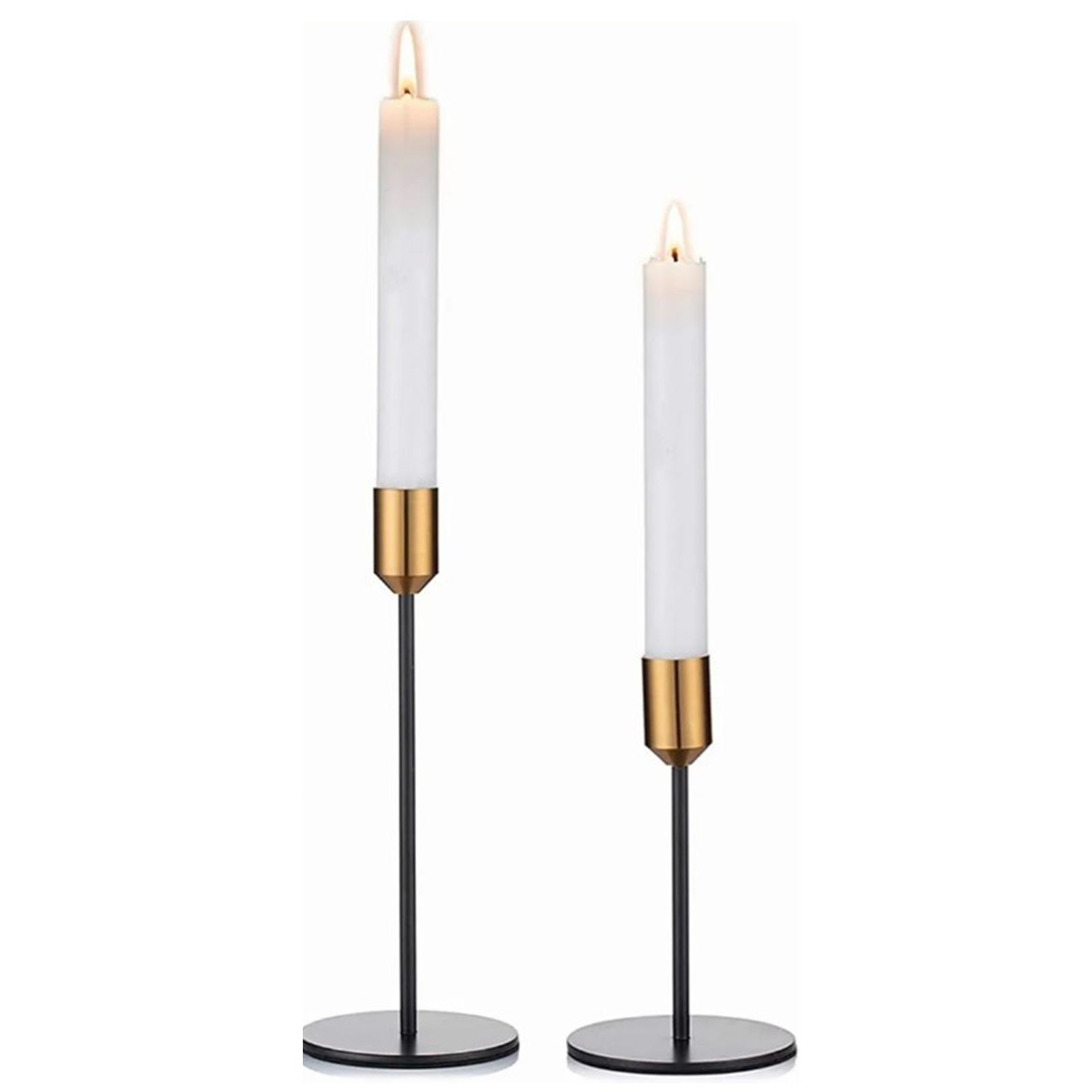 Set Aus Zwei Antiken Schwarzen Kerzenständern, Minimalistische Europäische Kerzenhalter Für Ein Romantisches Abendessen Bei Kerzenschein, Dekoration Für Zuhause, Hotel Oder Hochzeit.