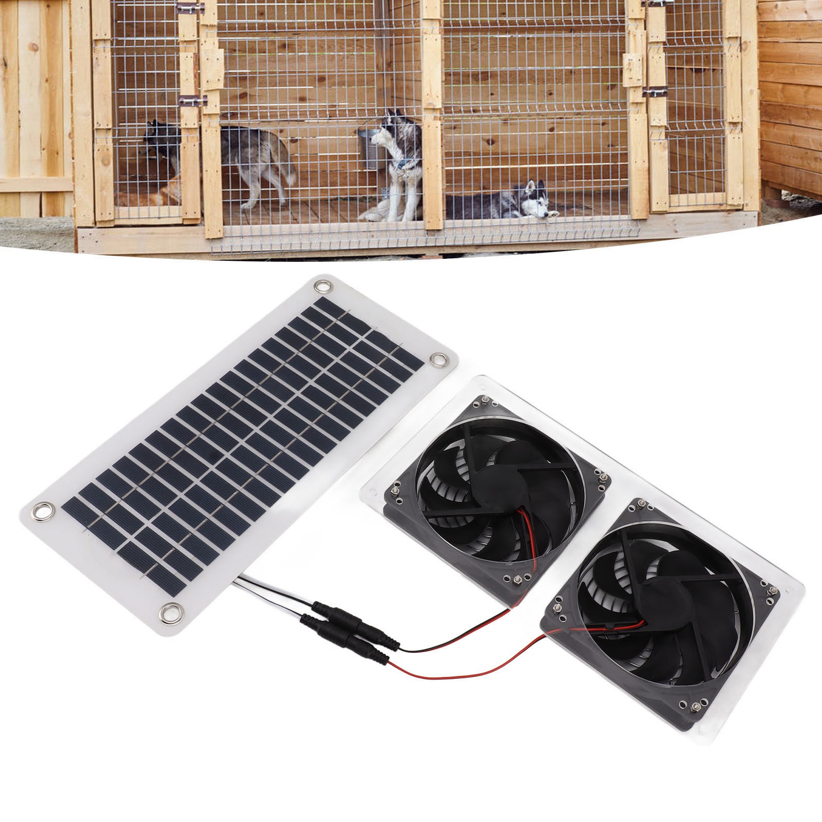 50-w-solarpanel Mit Doppellüfter Und Energiespeicherbox – Tragbarer Lüfter Für Wohnmobile, Gewächshäuser, Haustiere Und Den Hausgebrauch