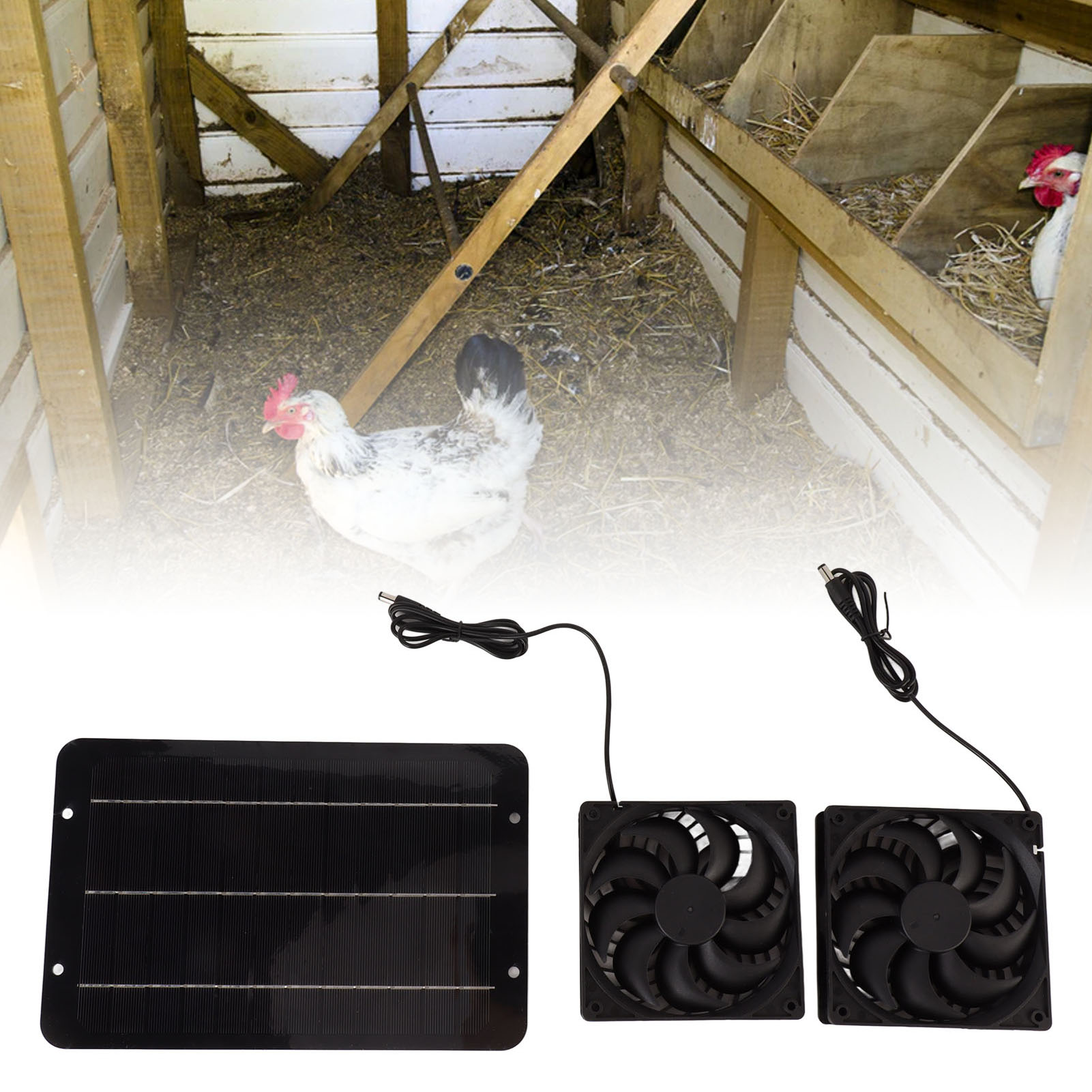 Solarbetriebener Doppelventilator, 10w 12v, Tragbarer Haustier-abluftventilator.
