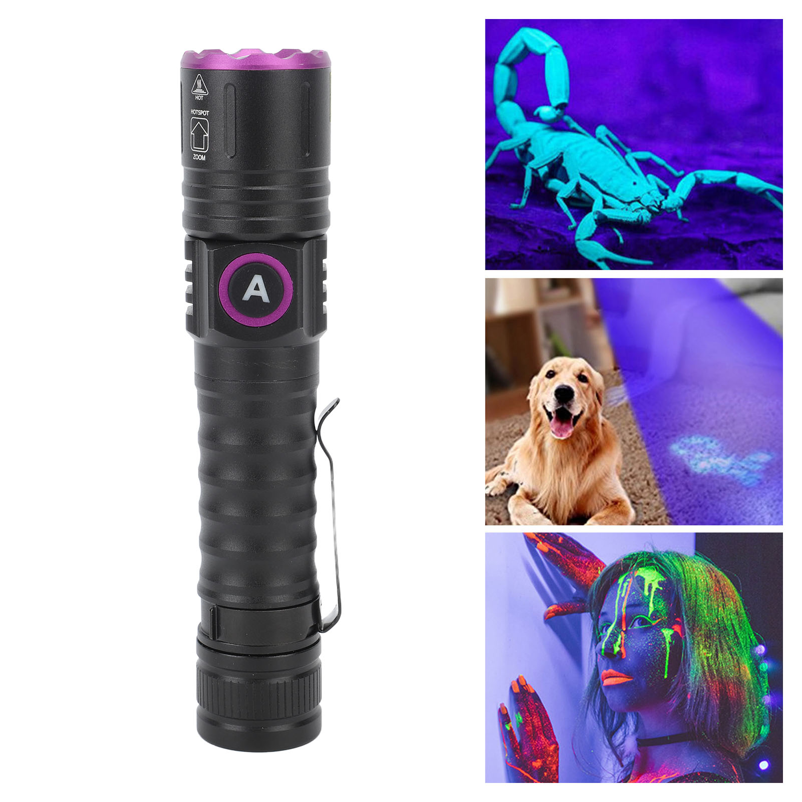 395nm Uv-taschenlampe, Tragbare Taschenlampe, Detektionstaschenlampe Für Tierurin, Flecken, Steine, Silber Und Harzhärtung.