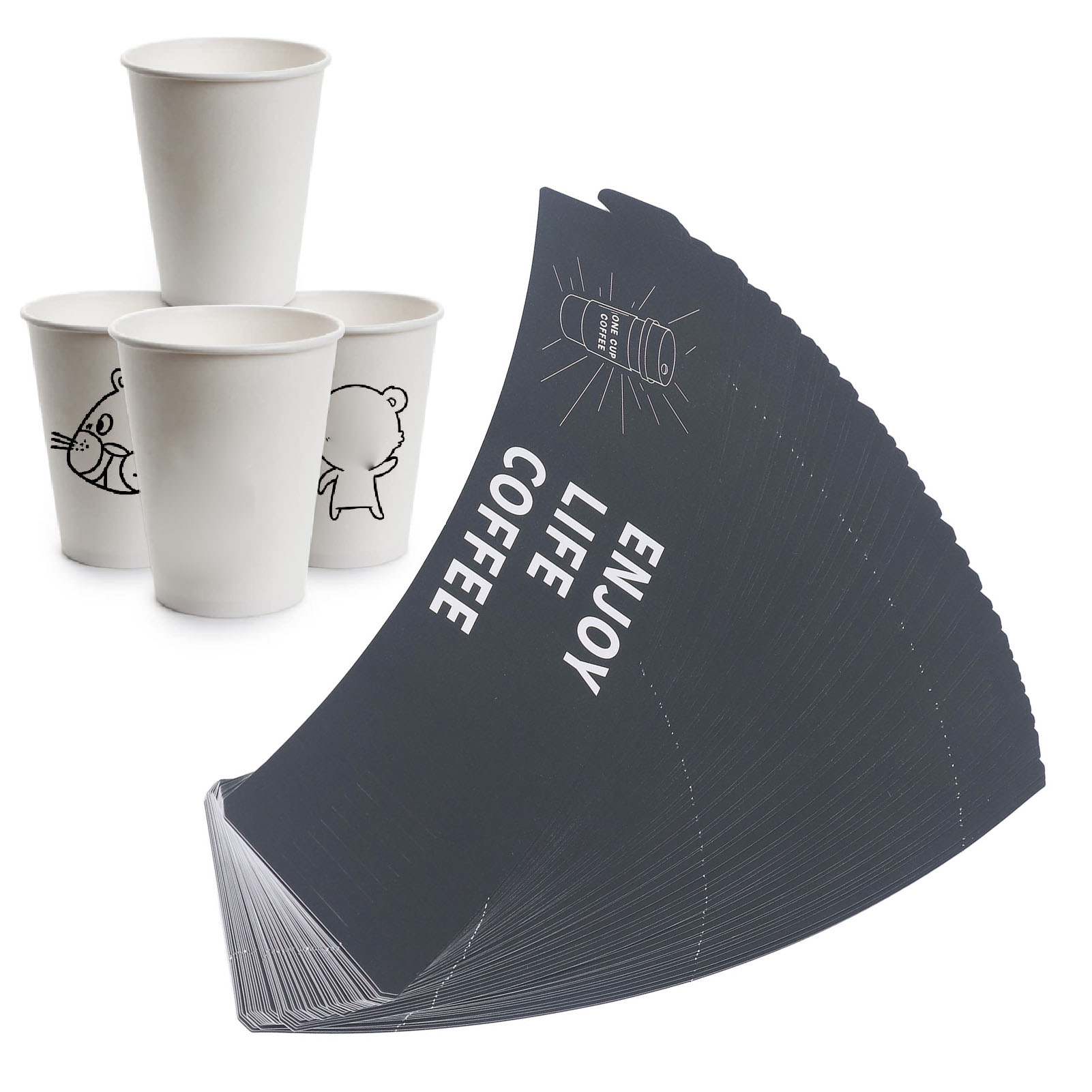 50 Verstellbare Becherhüllen, Einweg-thermo-becherhüllen Aus Papier, Wellpapphüllen Für Kaffee
