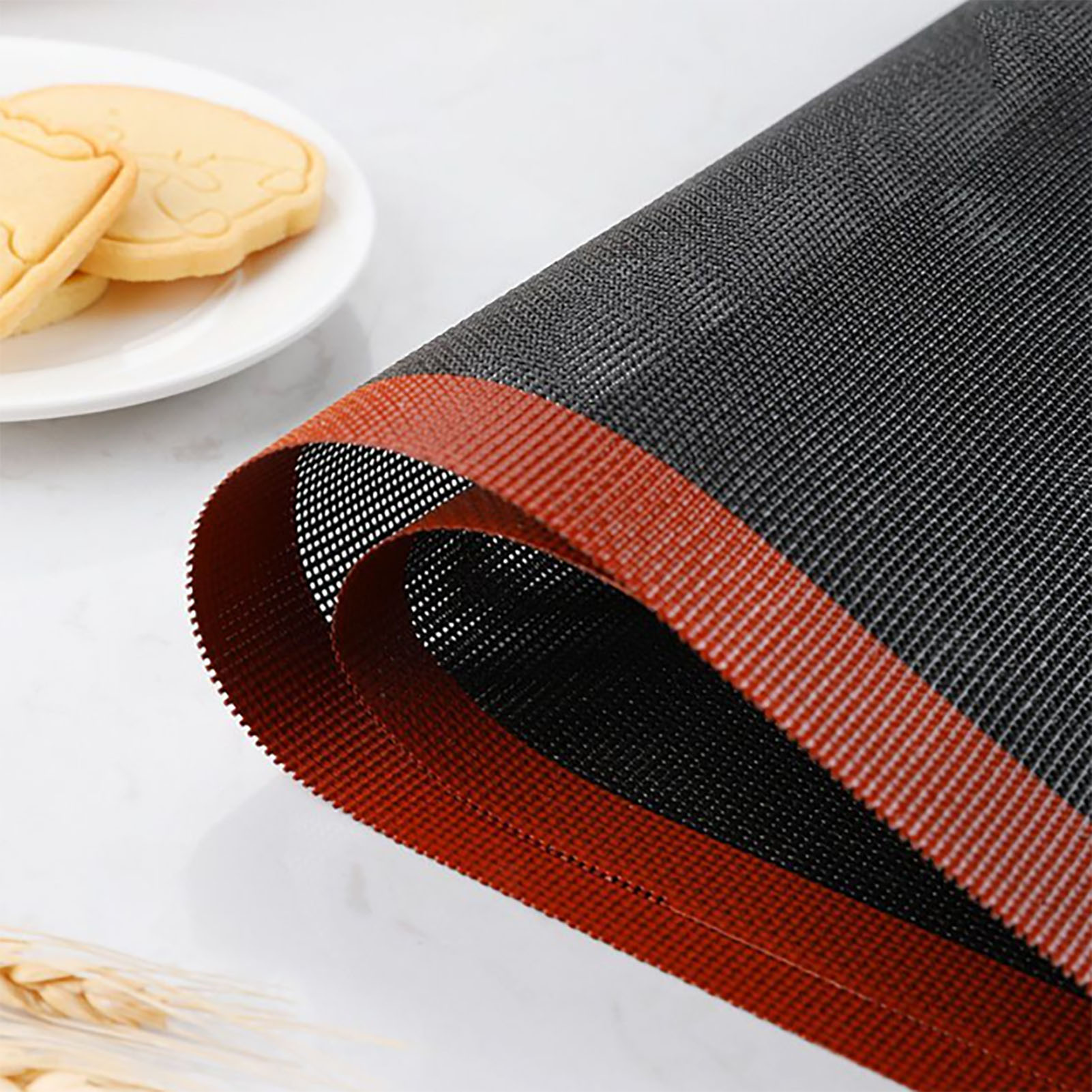 Atmungsaktive Backmatte Aus Silikon Und Netzgewebe, Atmungsaktive Backmatte Aus Fiberglas, Antihaftbeschichteter Backrost Aus Silikon Und Atmungsaktivem Netzgewebe
