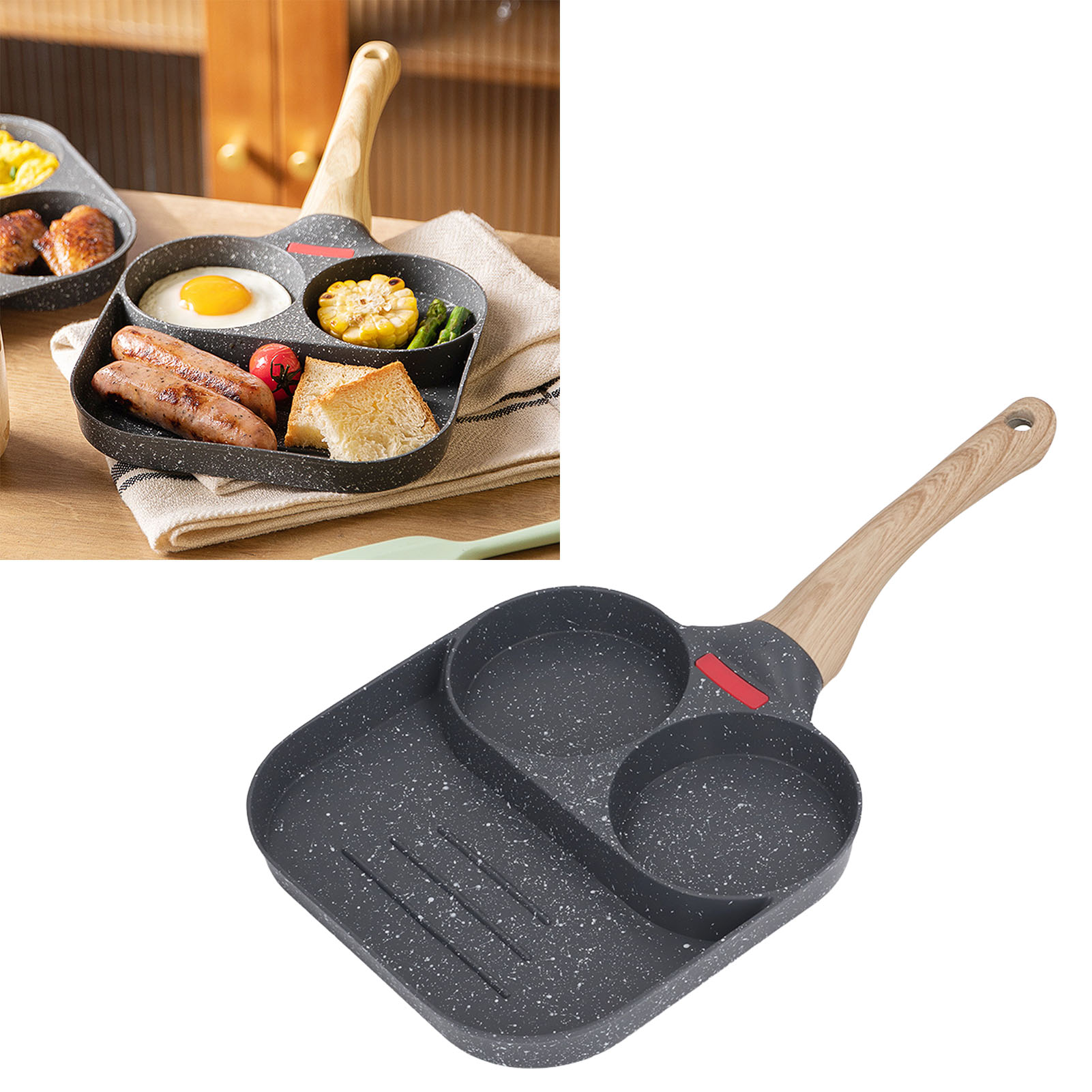 Frühstückspfanne, Maifan-steinbratpfanne, Antihaftpfanne, Dreilochmodell