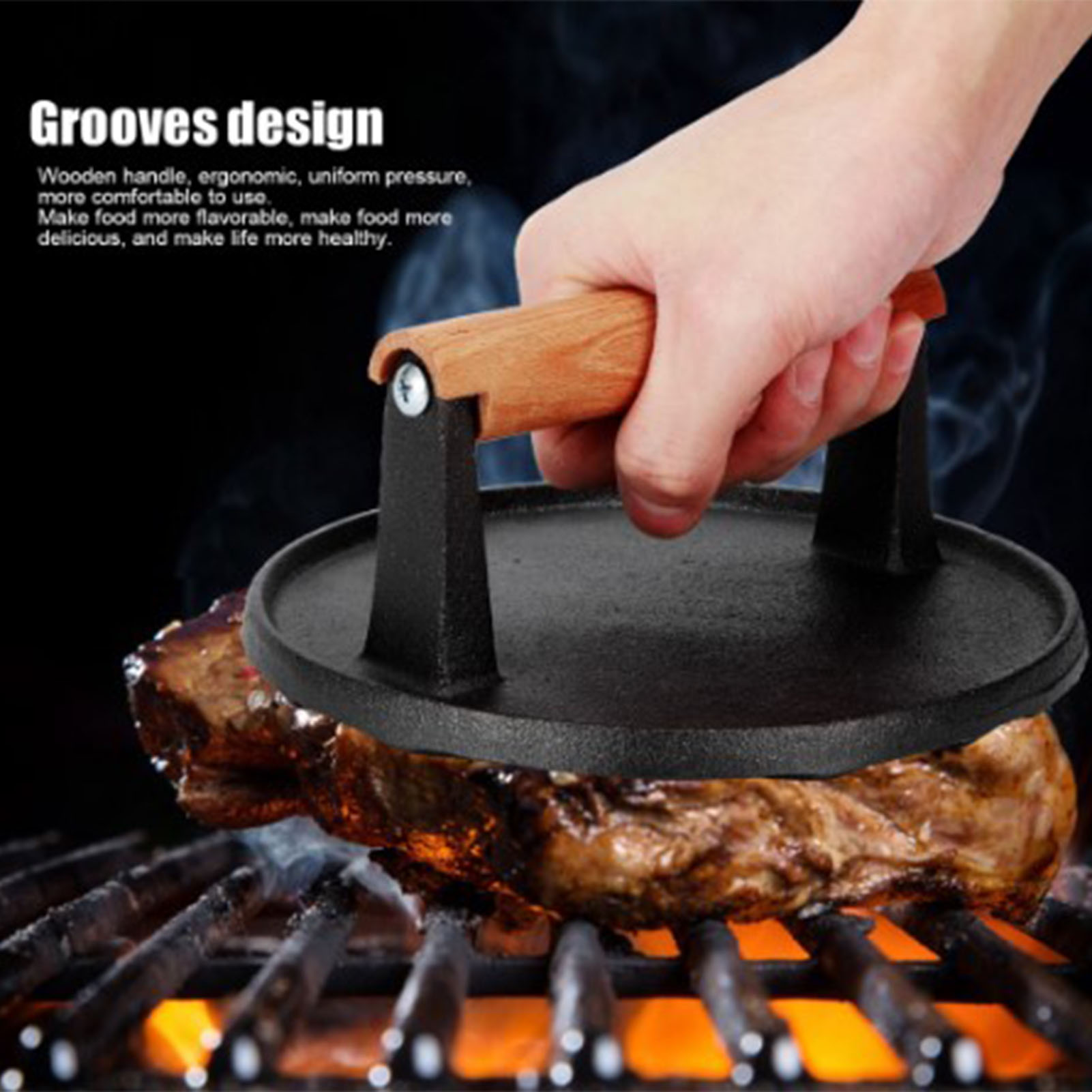 Steakpresse Für Runde Steaks, Grillwerkzeug, Teppanyaki-grill, Tintenfischpresse, Grillzubehör Für Fleisch Und Picknicks Im Freien