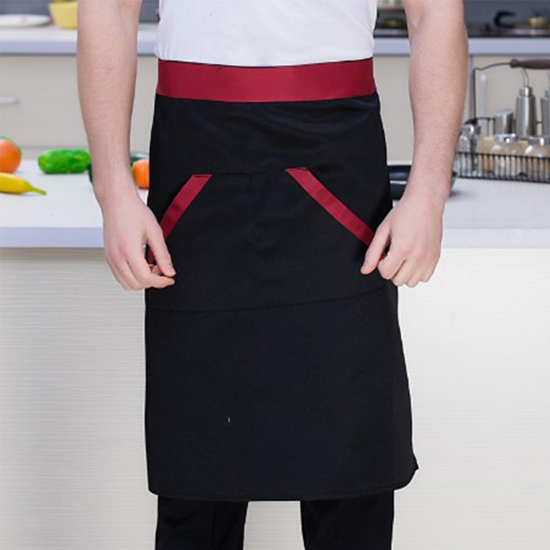 Kochschürze, Küchenuniform, Kurze Arbeitskleidung Für Herren, Dicke Schürze, Hotel-/restaurantküche, 2er-set, Schwarz.
