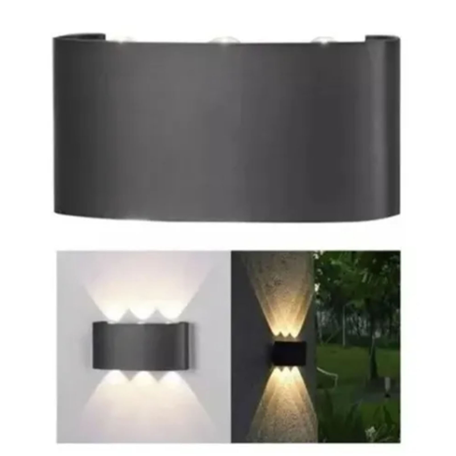 Schwarze Led-außenwandleuchte Mit 6 Leuchten (6 W), Modernem Minimalistischem Design, Für Wohnzimmer, Schlafzimmer, Terrasse, Balkon, Wasserdichter Außenstrahler