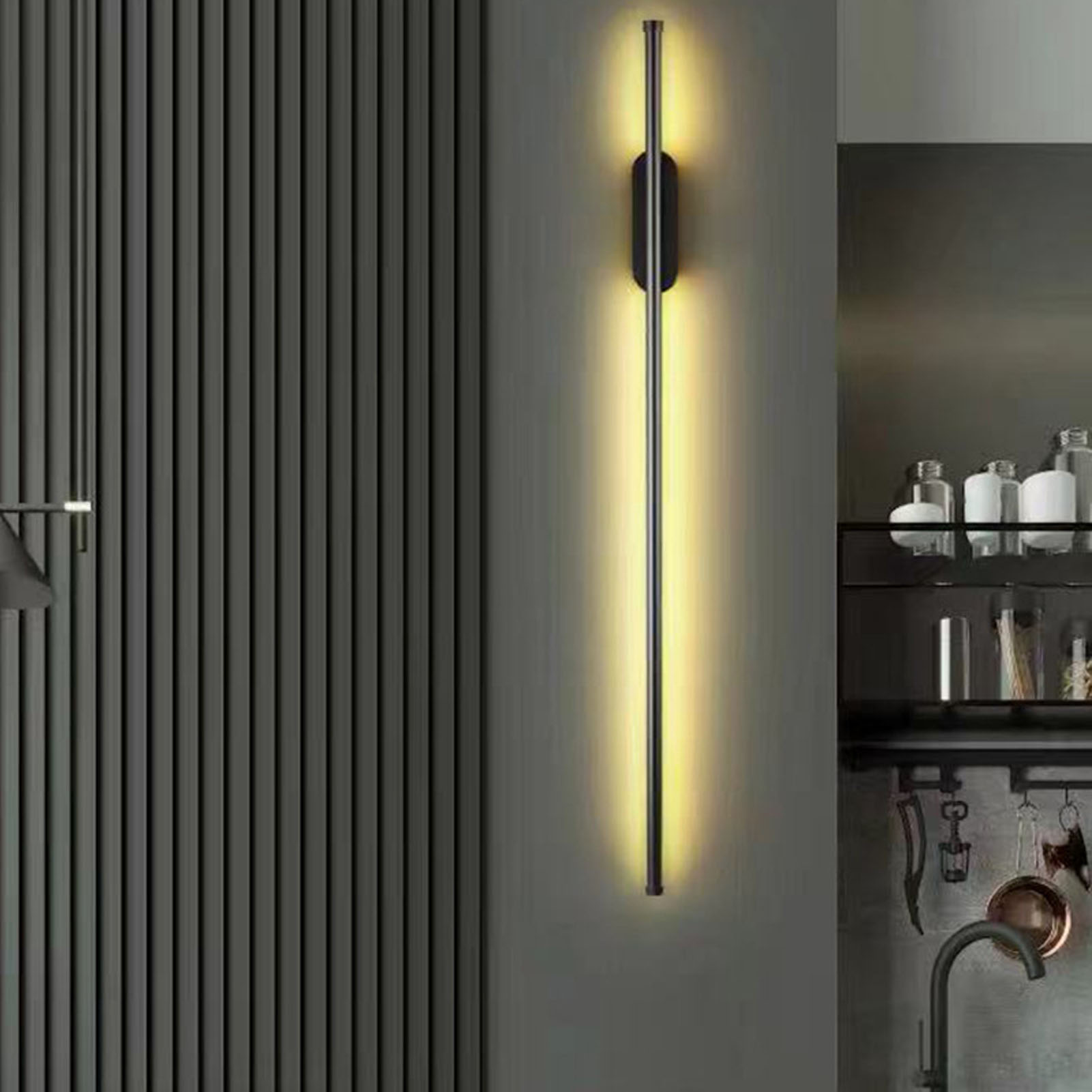 Minimalistische Und Moderne Led-streifenwandleuchte Fürs Schlafzimmer, Gitterhintergrund Fürs Wohnzimmer, Ganzkupfer-wandleuchte Fürs Treppenhaus, Ambientebeleuchtung.