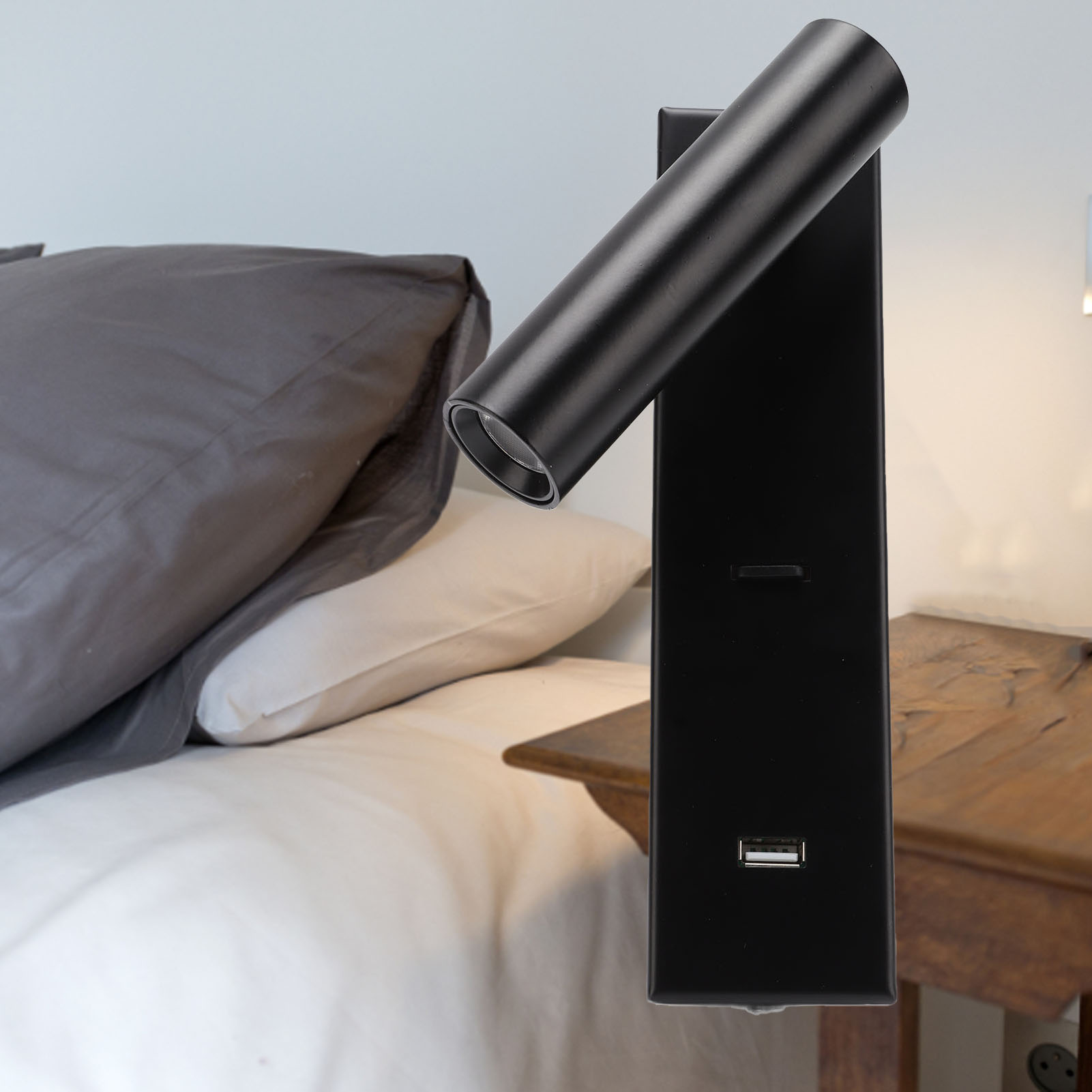 Minimalistische Led-wandleuchte Für Den Innenbereich, Leselampe Für Hotelbüros, Wandleuchte Mit Schalter Und Usb-anschluss, Led-nachttischlampe Fürs Schlafzimmer