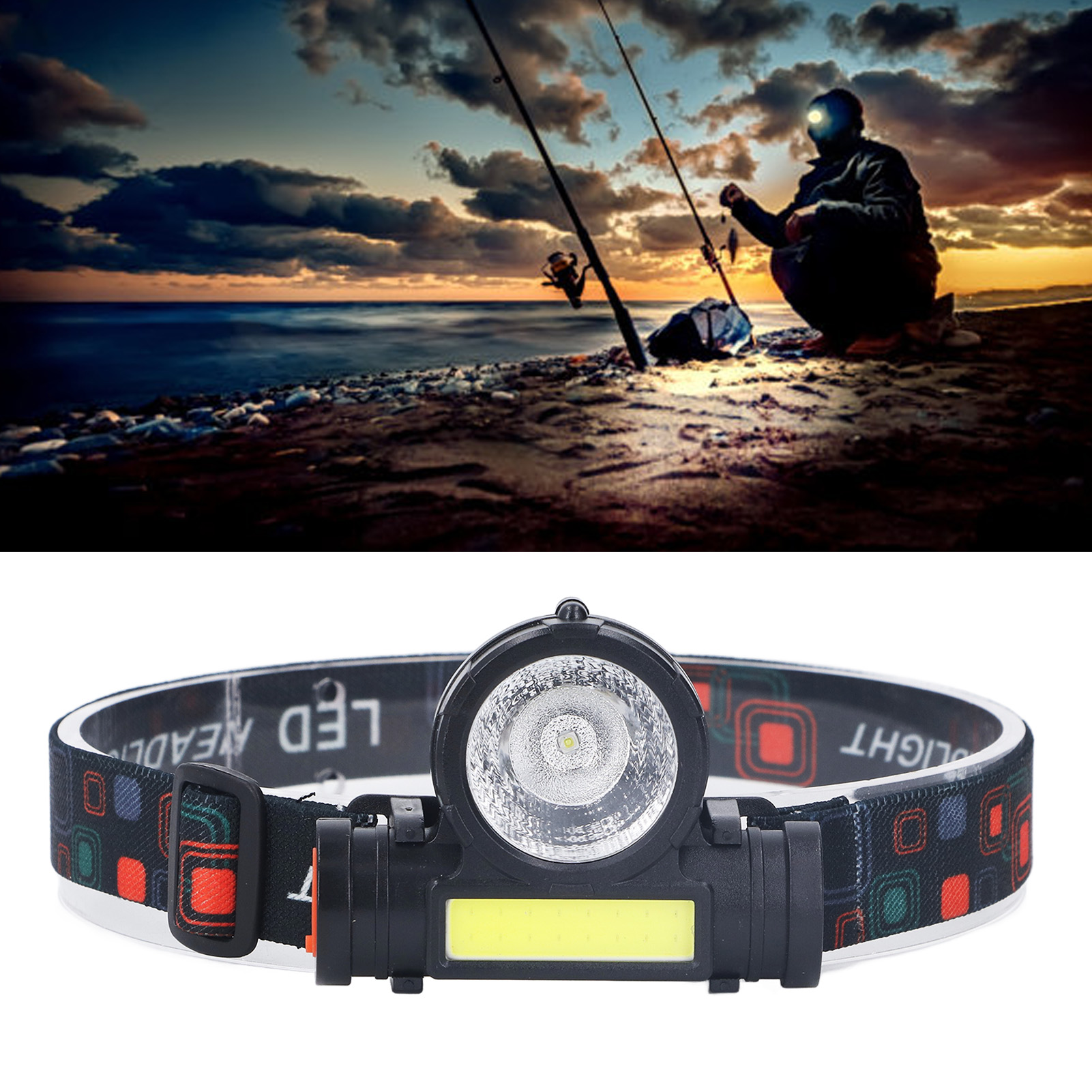 Hochleistungs-led-stirnlampe Mit Doppelter Wiederaufladbarer Cob-lichtquelle, Ideale Arbeitslampe Für Camping, Nachtangeln Und Outdoor-aktivitäten.