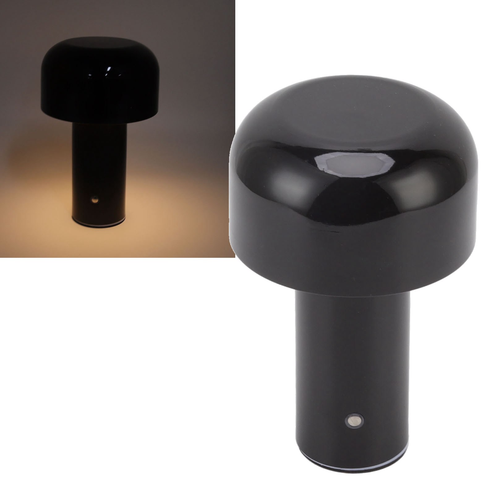 Pilzförmige Touch-schreibtischlampe Für Schlafzimmer, Büro, Ausstellungshalle, Bar, Restaurant Und Arbeitszimmer Usb-aufladbar Schwarz.