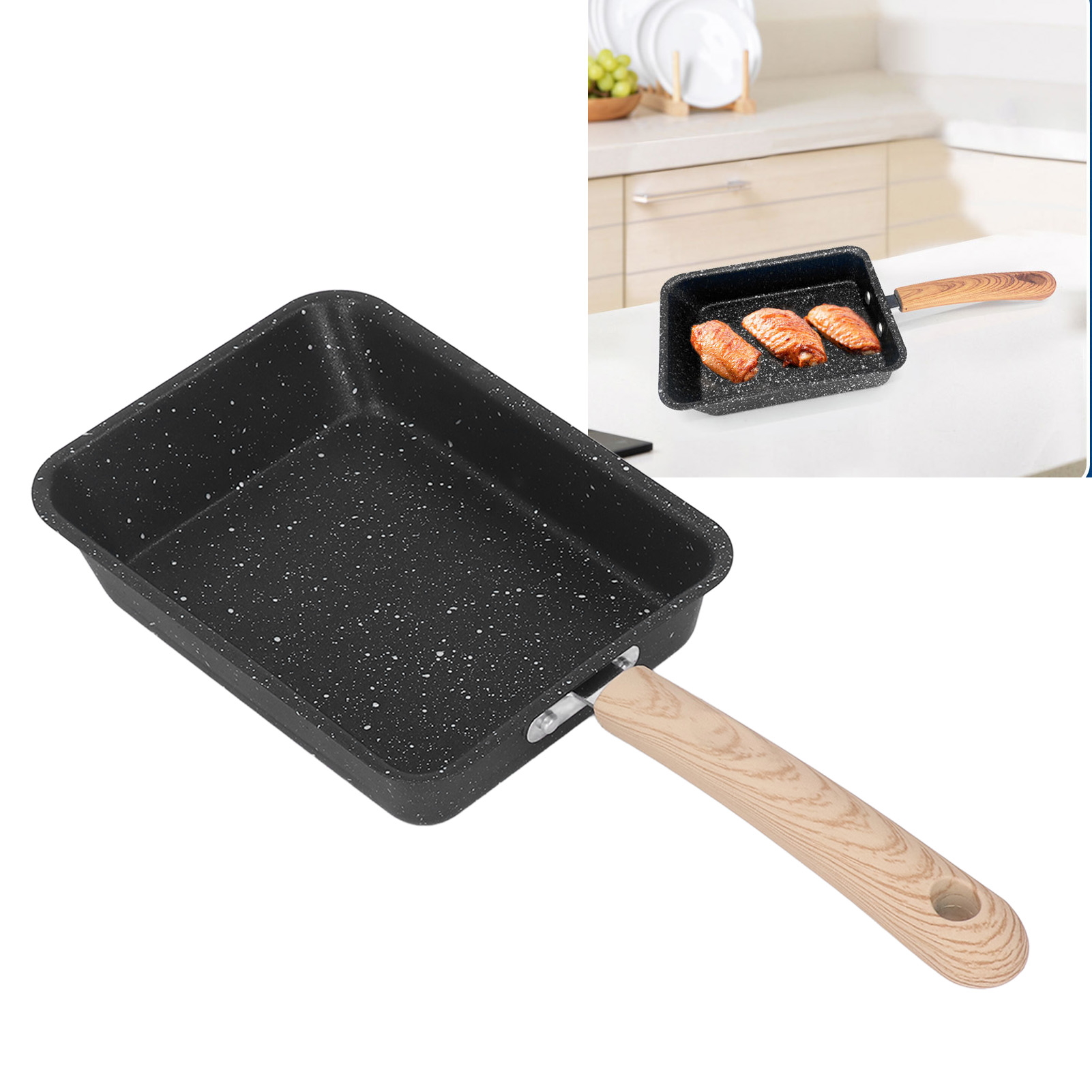 Dicke, Flache, Quadratische Gusseisenpfanne Mit Antihaftbeschichtung, Ideal Für Tamagoyaki Und Auch Geeignet Für Steaks Und Frühlingsrollen.