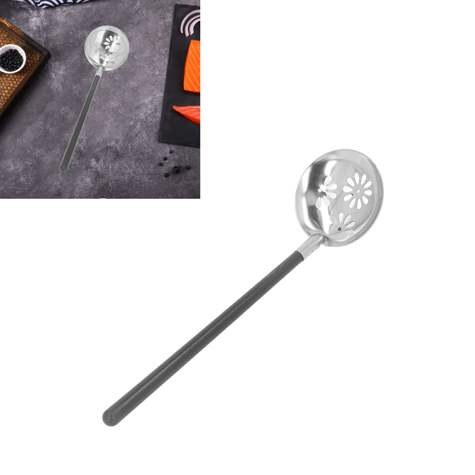 Fonduekelle Aus Edelstahl, Hitzebeständig, Mit Schwarzem Griff.