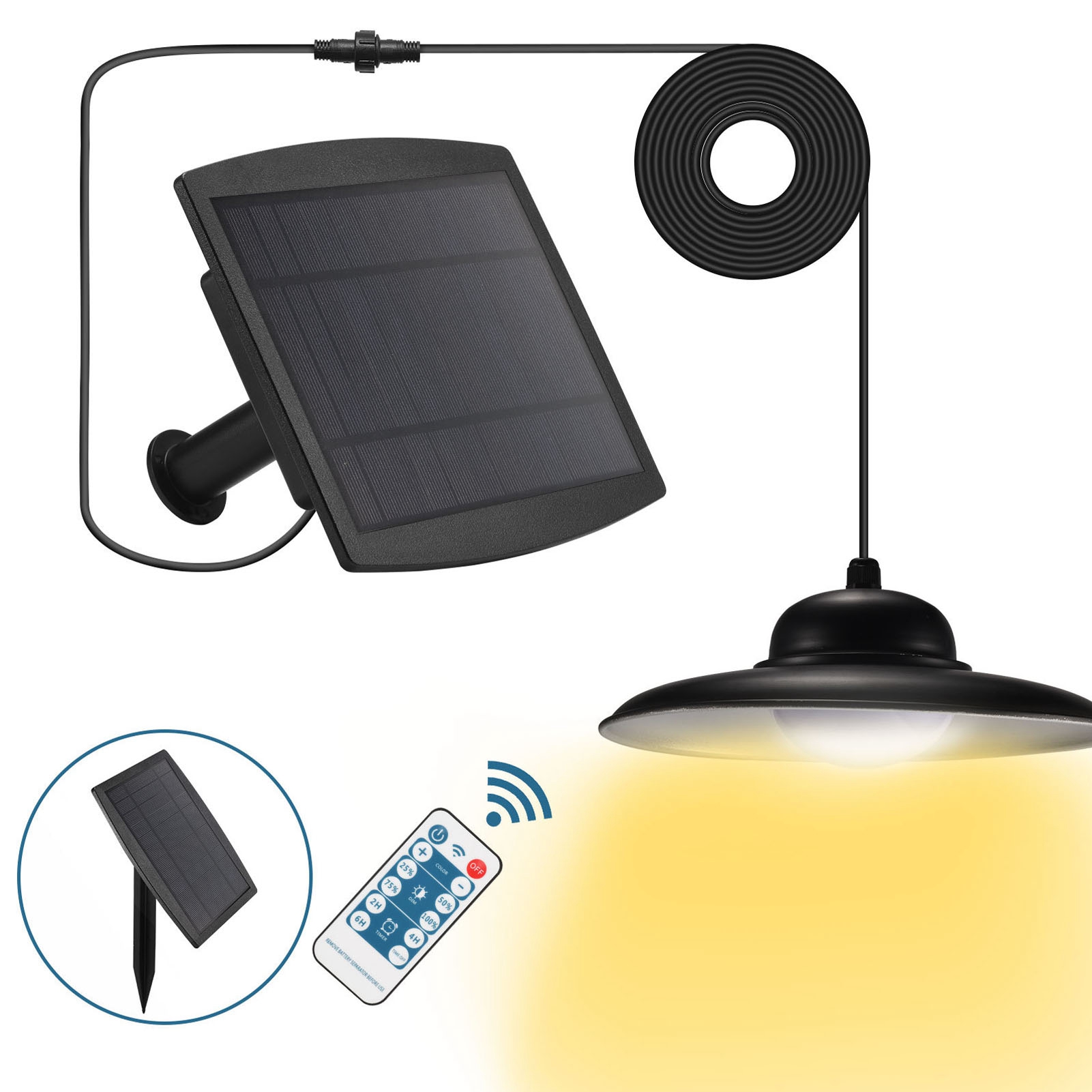 Solarbetriebener Kronleuchter Mit Fernbedienung Zur Einstellung Von Helligkeit, Lichtfarbe Und Tür-/flurbeleuchtung Mit Timerfunktion.