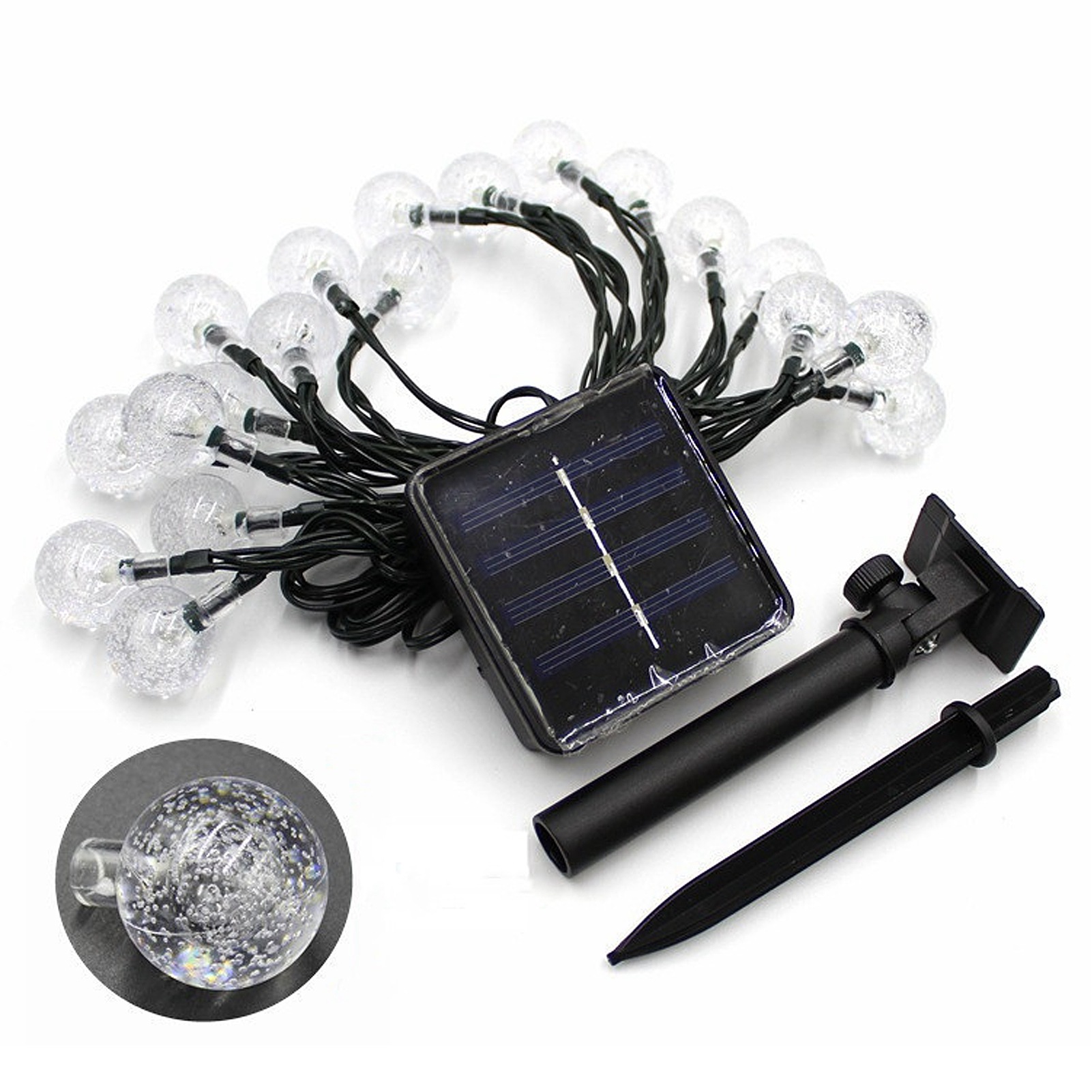 Solar-lichterkette Mit Blasenmuster, Weihnachtsbeleuchtung, Wasserdichte Deko-campingbeleuchtung, Led-lichterkette, Weißes Licht