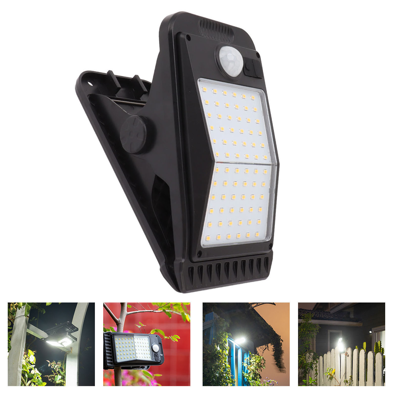 Solar-klemmleuchte Mit 72 Leds Für Außenbereiche Wie Terrassen Und Gärten, Ultrahelle, Bewegungsaktivierte Beleuchtung, Wandleuchte Für Garten Und Terrasse, Weißes Licht