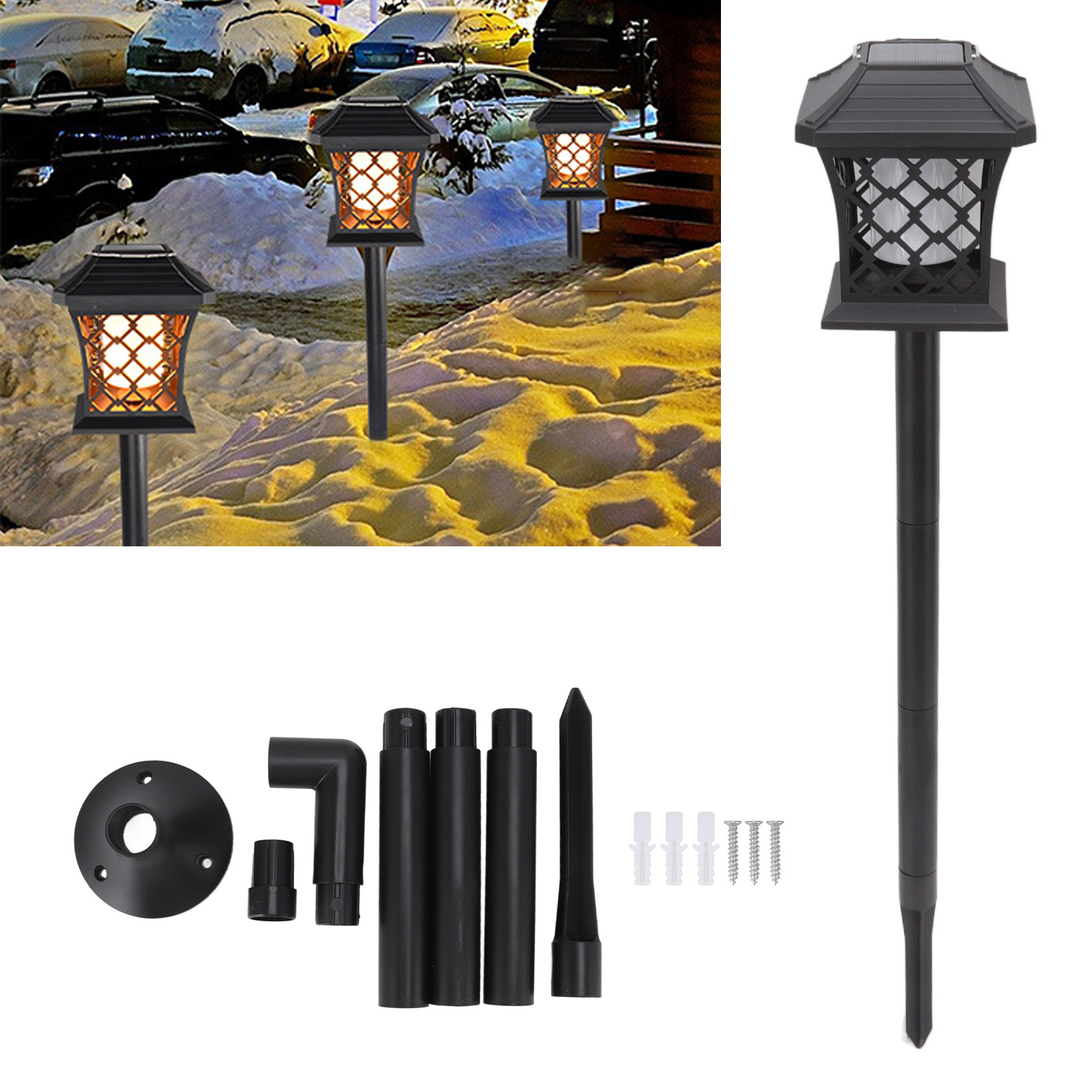 Solarflammenlampe, Dynamische Taschenlampe Mit Simuliertem Lichteffekt, Wasserdichte Led-gartenlampe Für Den Außenbereich, Rasenlampe.