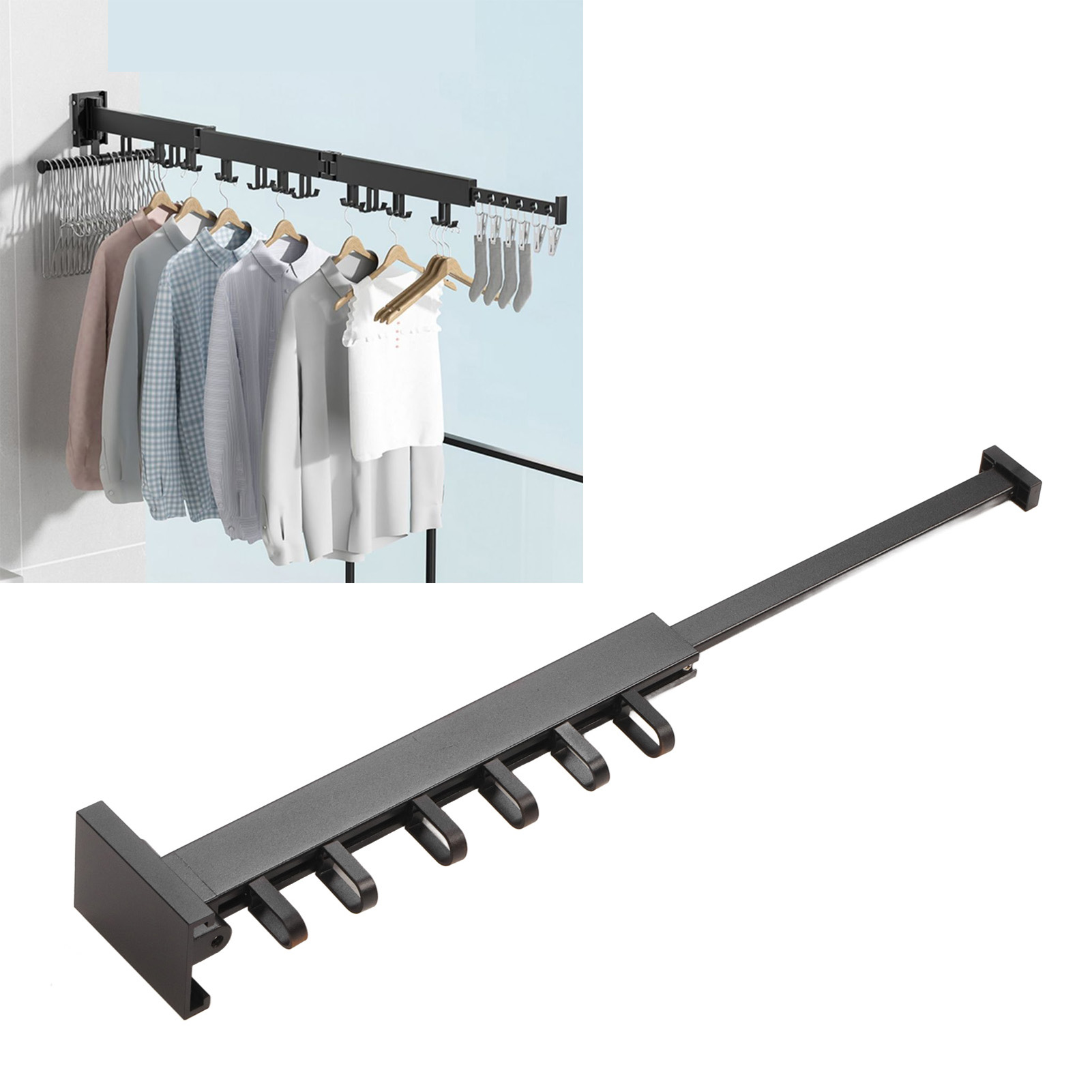 Zusammenklappbare Wäscheleine Ohne Bohren, Unsichtbare, Multifunktionale Teleskop-wäscheleine Für Balkone, Wand-wäschestange, Revolutionäre Lösung Zum Wäschetrocknen In Innenräumen, Lässt Sich In Eine